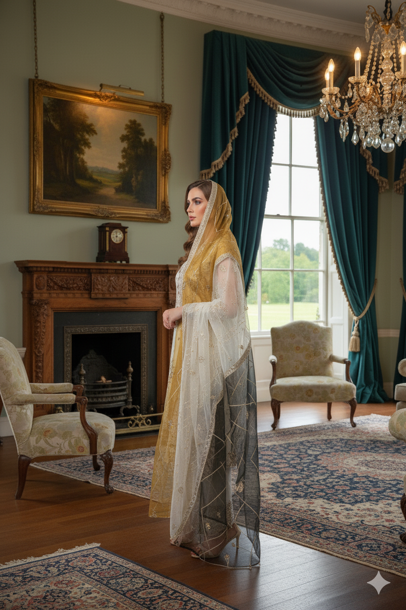 Silakaari Ronak Pure Organza Cream-Maroon Golden Zari Sequin Unstitched Suits