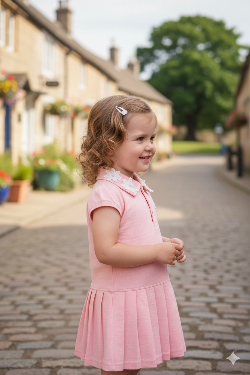 Silakaari Khadija Kids Peach Fancy Floral Pearl Top With Short For Girls