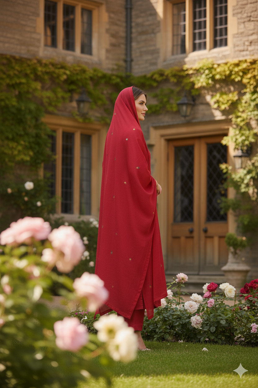 Silakaari Women's Silk Heavy Neckline Theard Moti Floral Embroidered Kurti Pant Dupatta Set