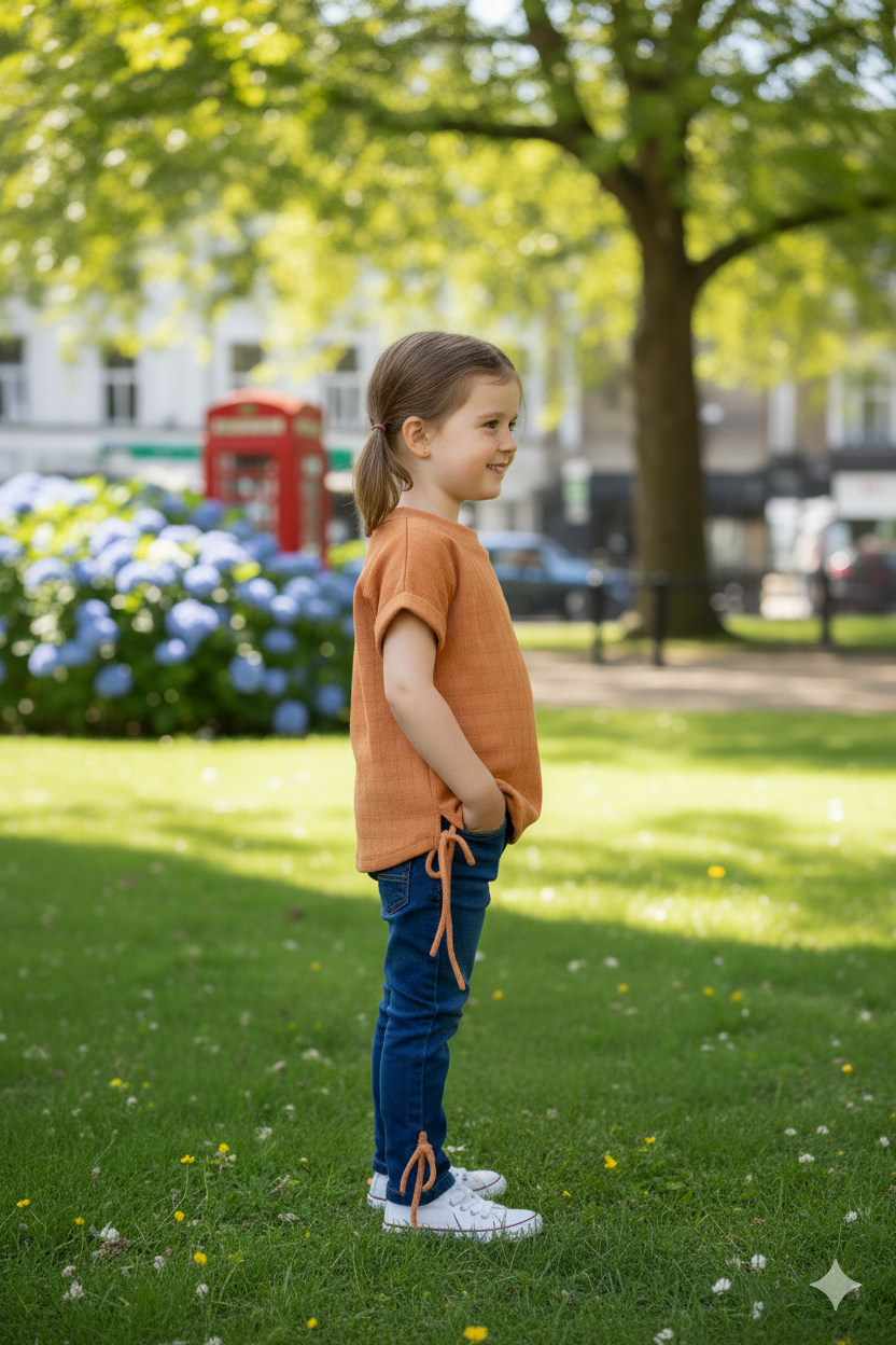 Silakaari Sonic Brown T-Shirt With Blue Denim Jeans Set For Girls