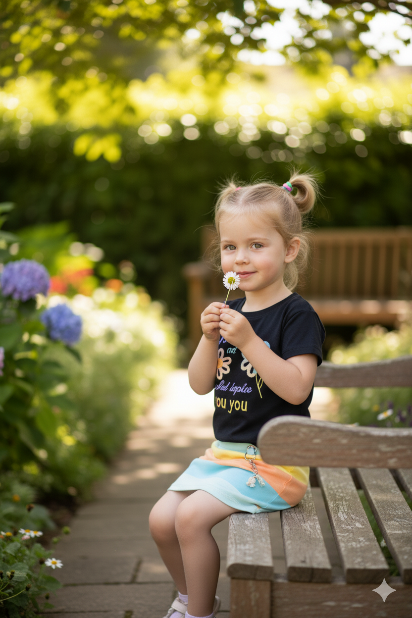 Silakaari Be Happy Black Floral T-Shirt With Multi Color Skirt Set For Girls