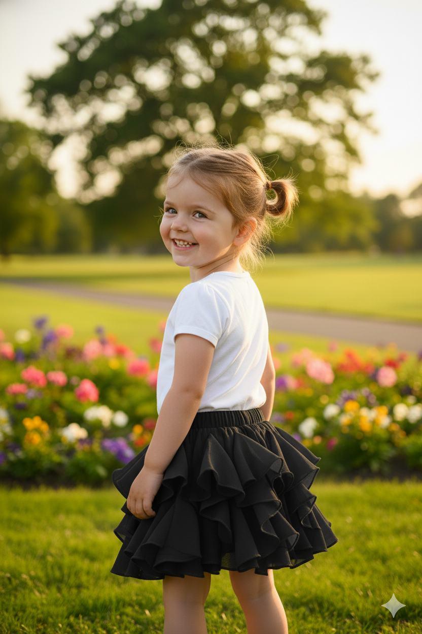 Silakaari Kids Solid Layered Short Skirts For Girls