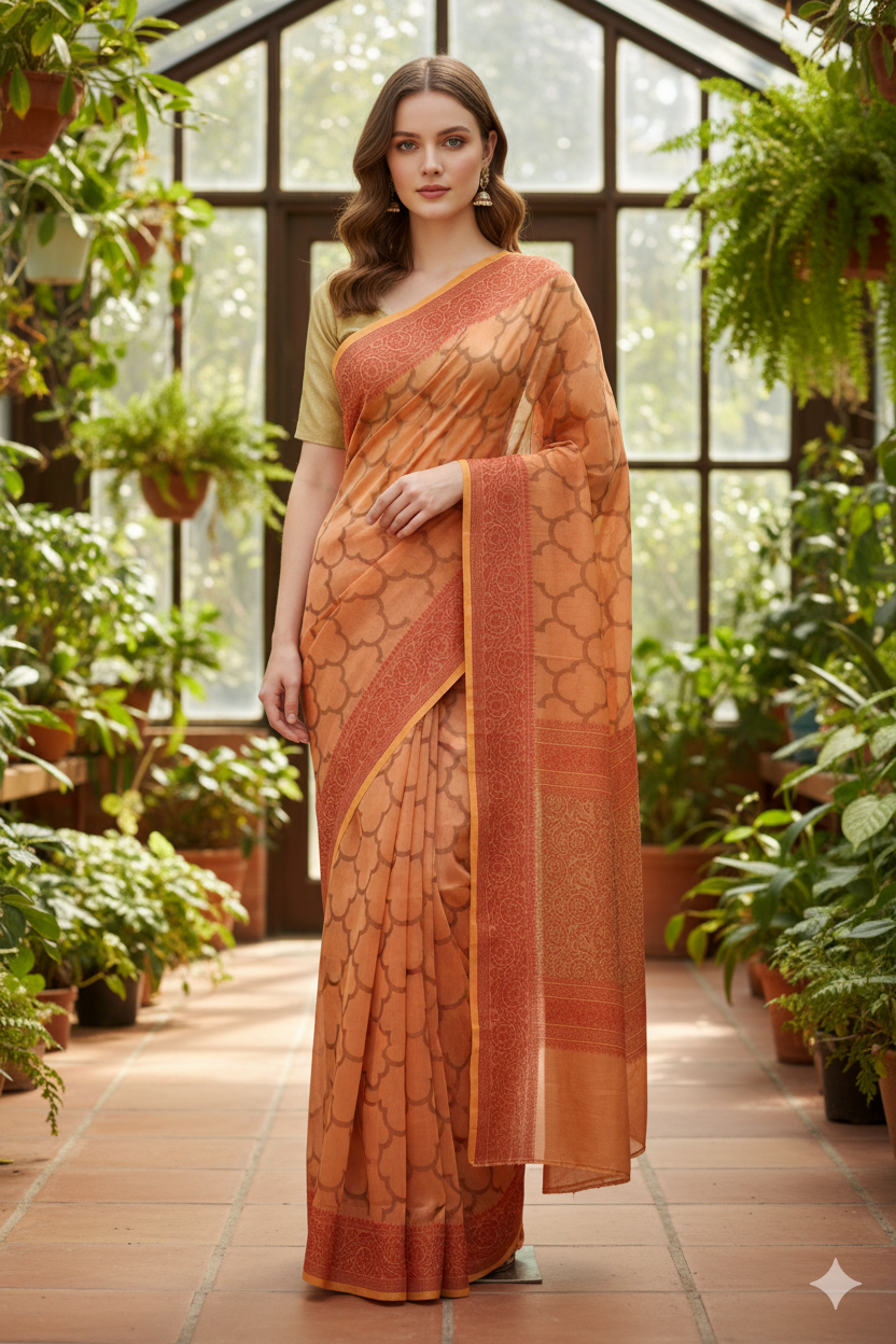 Silakaari Women's Cotton Butta Jaal Work Banarasi saree
