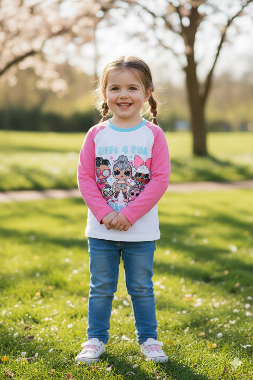 Silakaari Kids Pink & White Full Sleeve For Girls