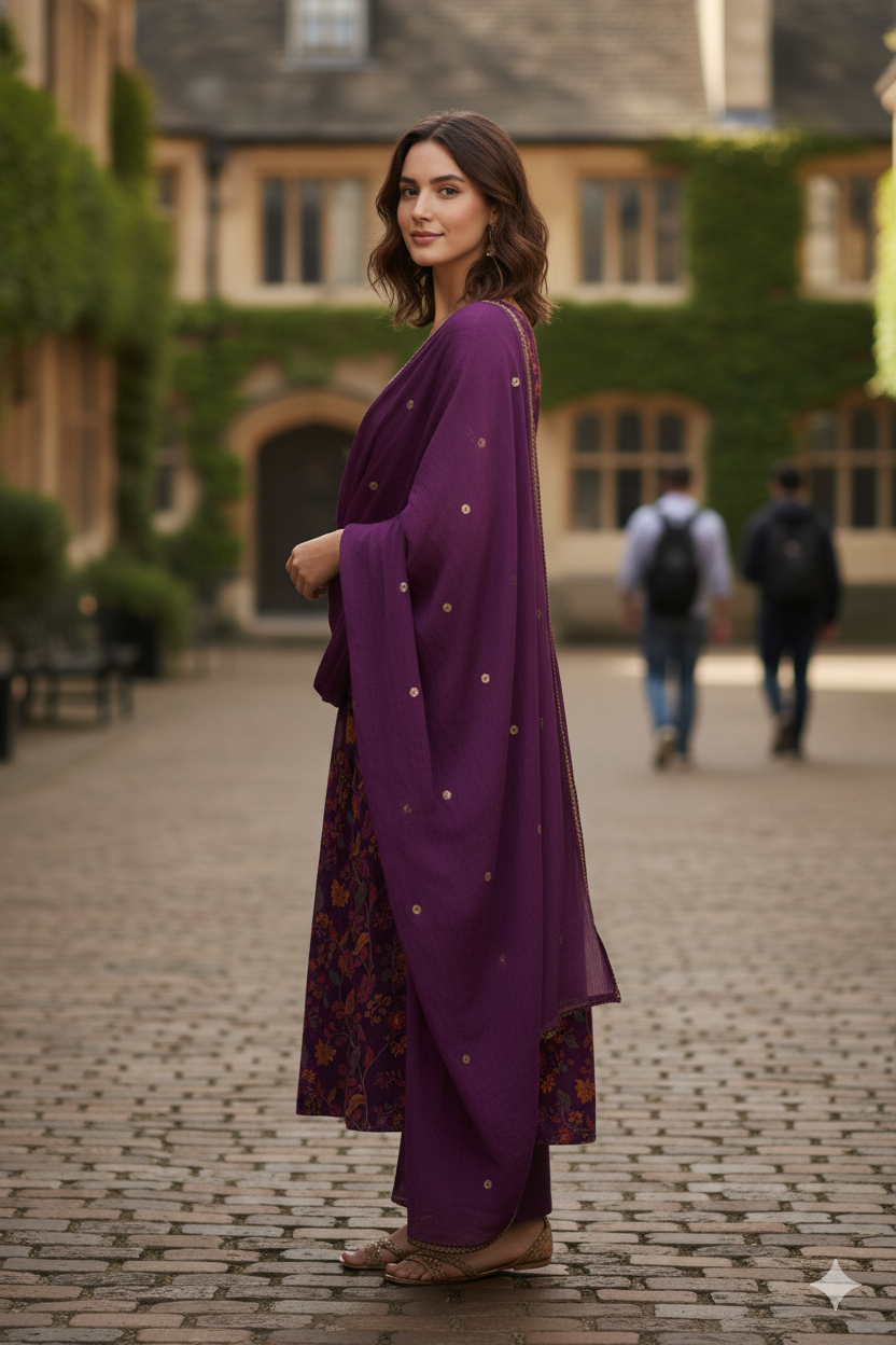 Silakaari Women's Mirror Work Chinon Alia Cut Pure Hand work Salwar Kameez Dupatta Set