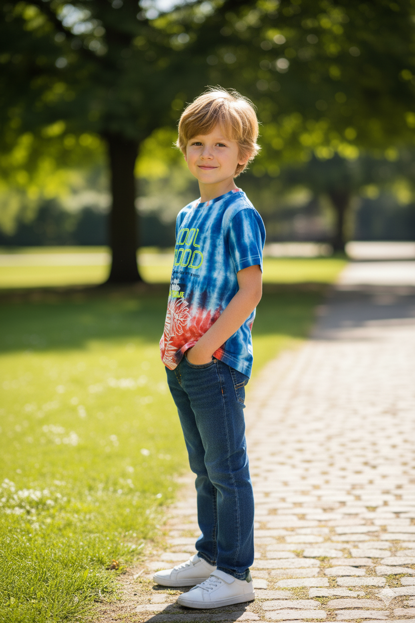 Silakaari Kids Blue Printed Half Sleeve Casual T-Shirt For boys