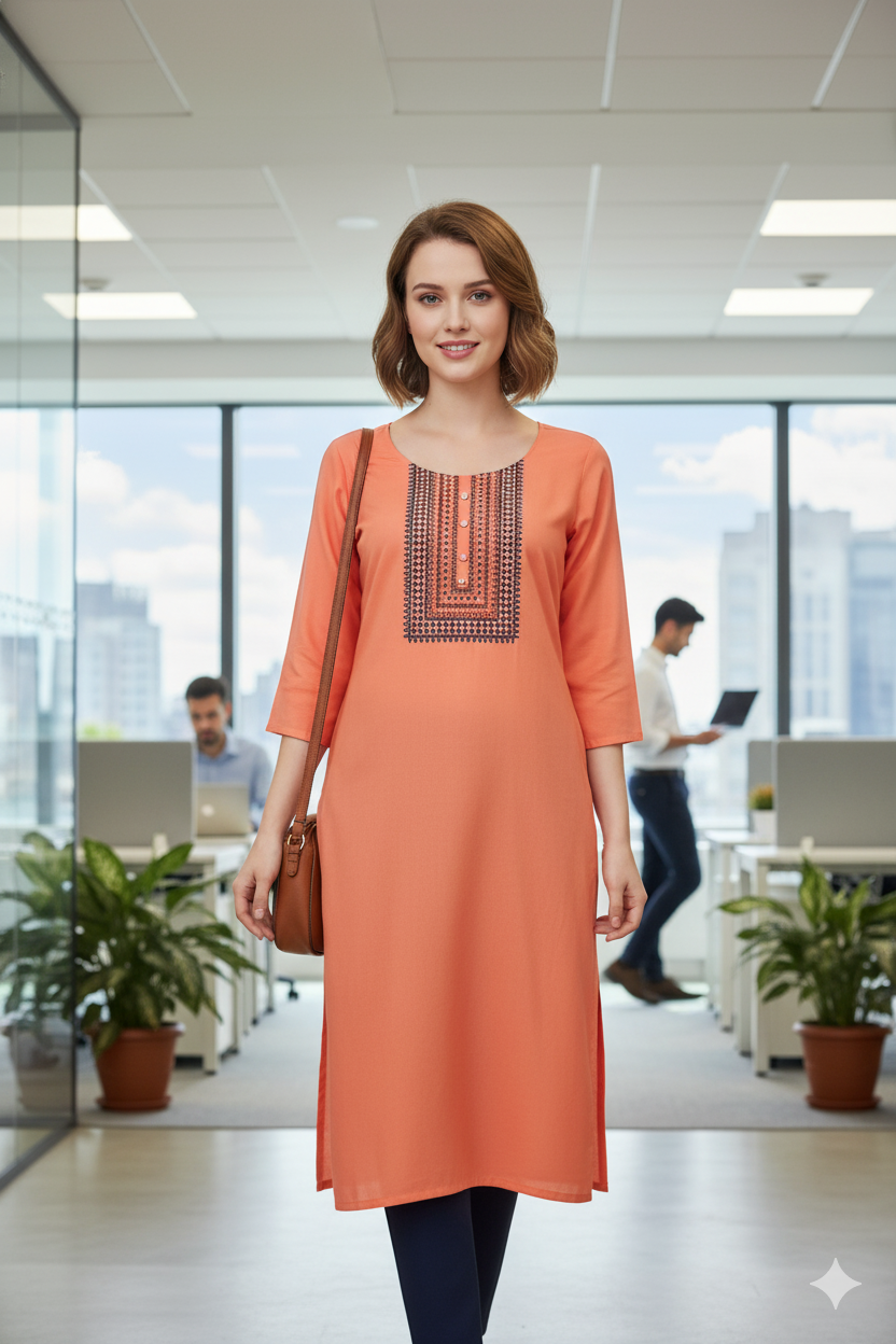 Silakaari Hania Embroidered Carrot Regular Long Kurti