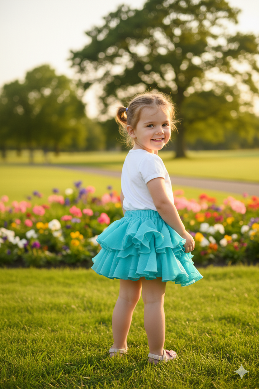 Silakaari Kids Solid Layered Short Skirts For Girls