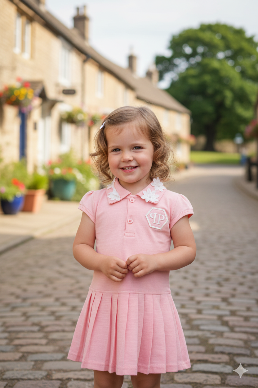 Silakaari Khadija Kids Peach Fancy Floral Pearl Top With Short For Girls