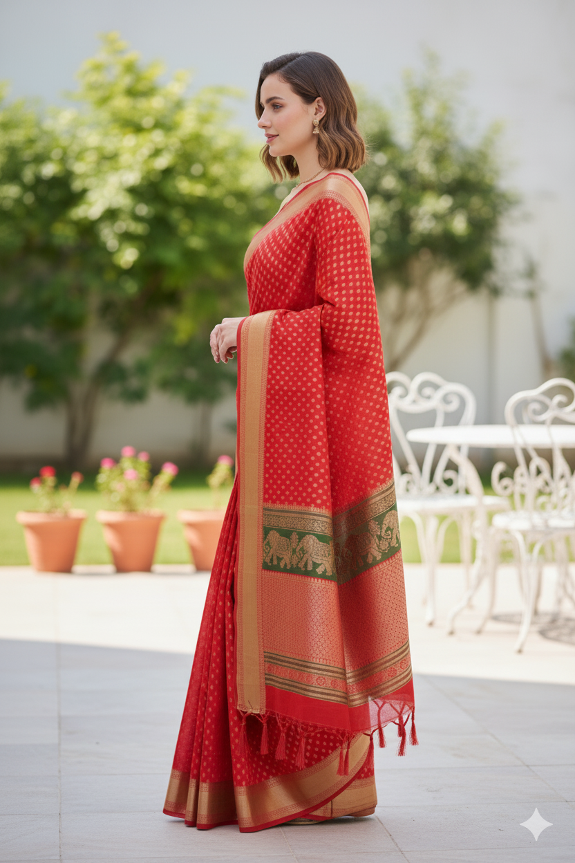 Silakaari Shaan Pink-Green Elephantt Zardosi Heavy Bridal Silk Saree