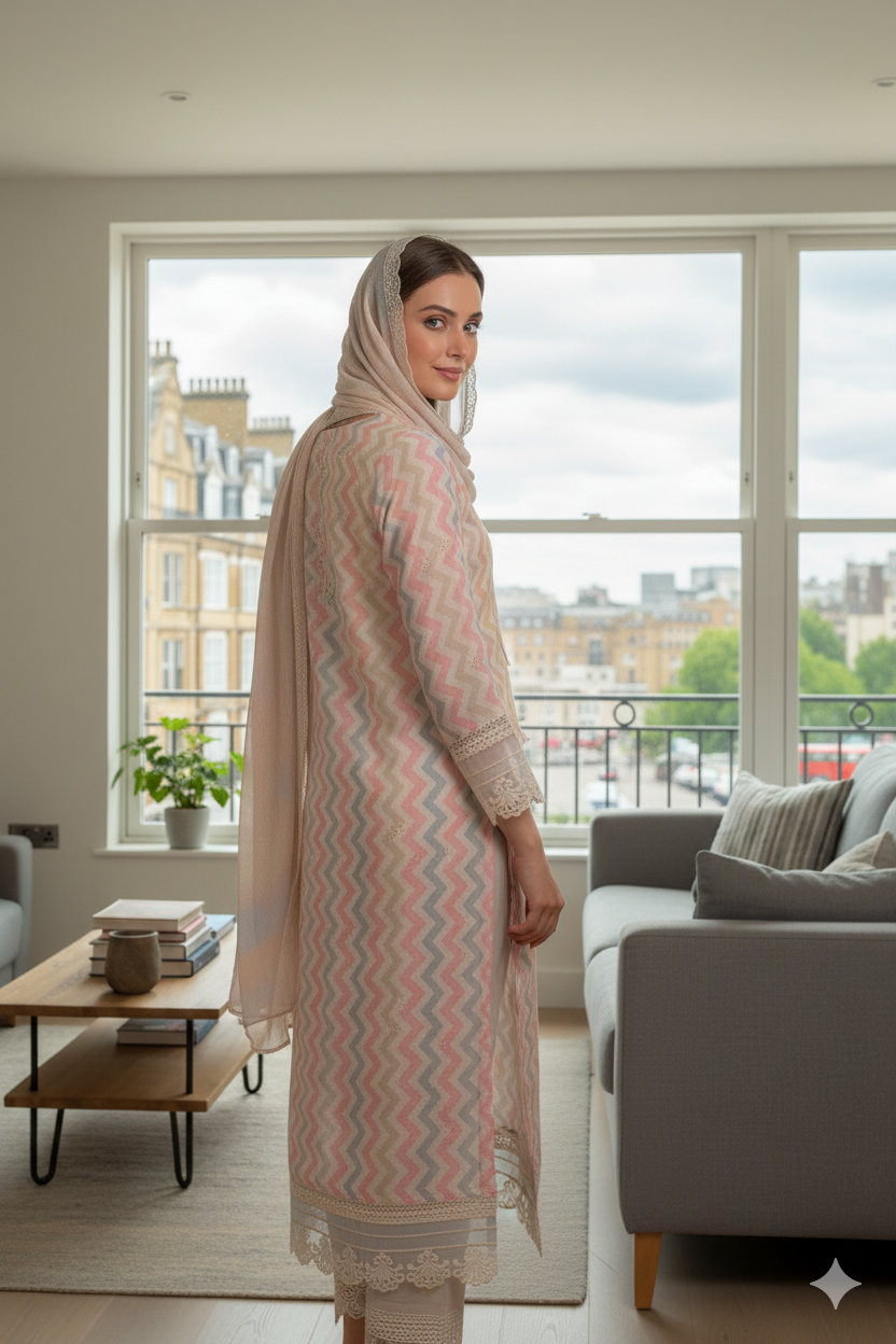 Silakaari Women's Zigzag Pure Cotton Mirror Gota Ready-made Dress