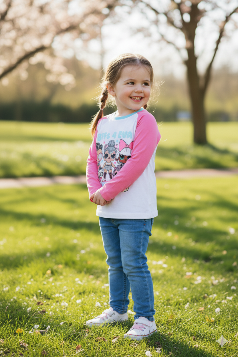 Silakaari Kids Pink & White Full Sleeve For Girls