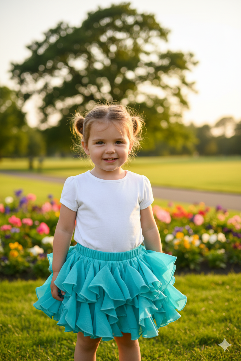 Silakaari Kids Solid Layered Short Skirts For Girls