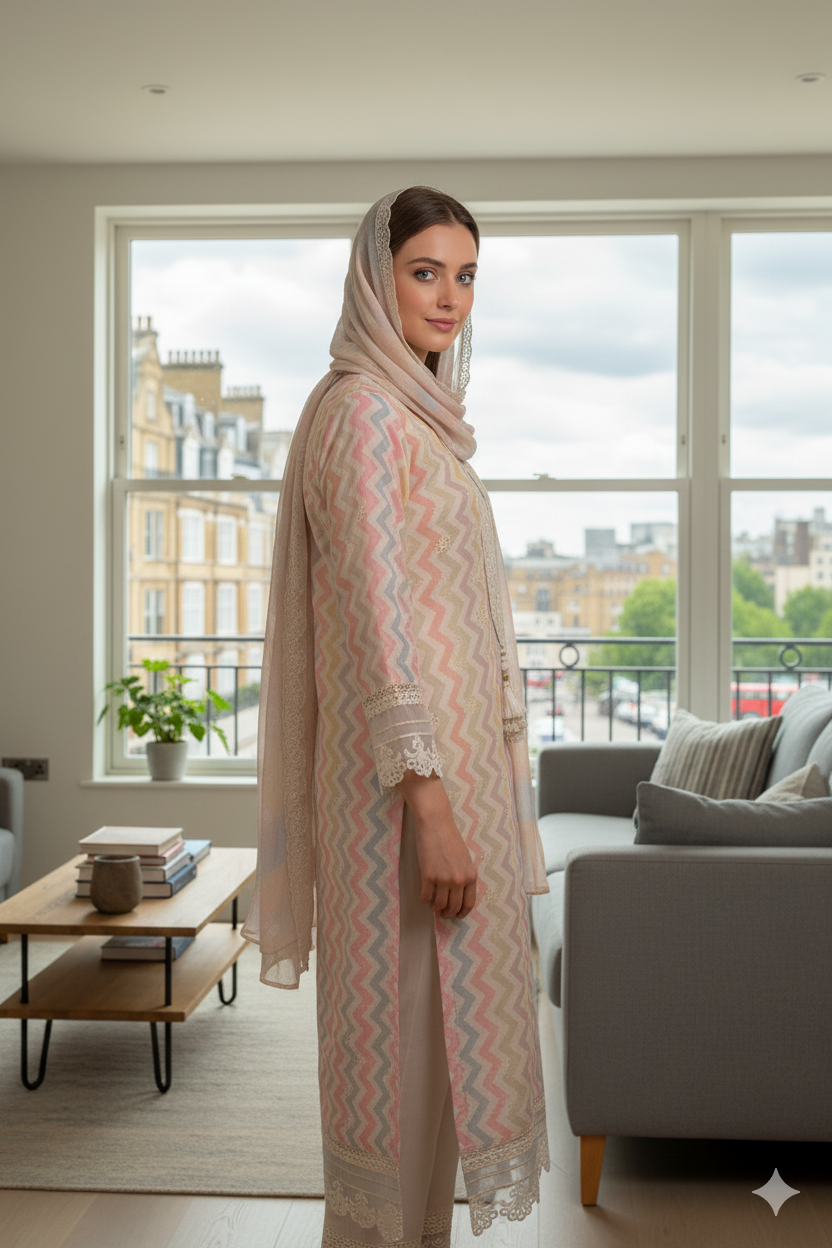 Silakaari Women's Zigzag Pure Cotton Mirror Gota Ready-made Dress