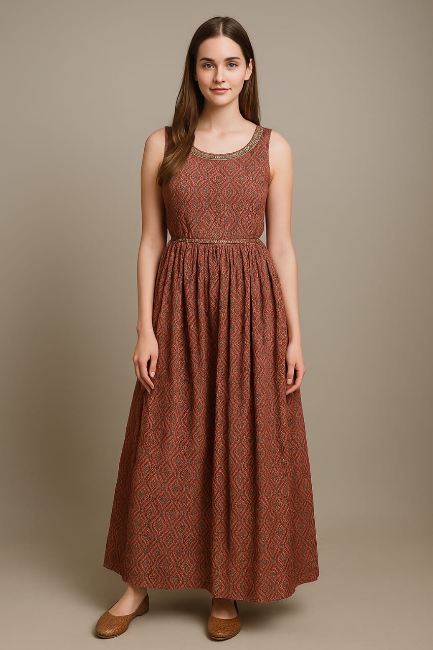 Silakaari Party Wear Brown Designer Ethnic Gown Dress