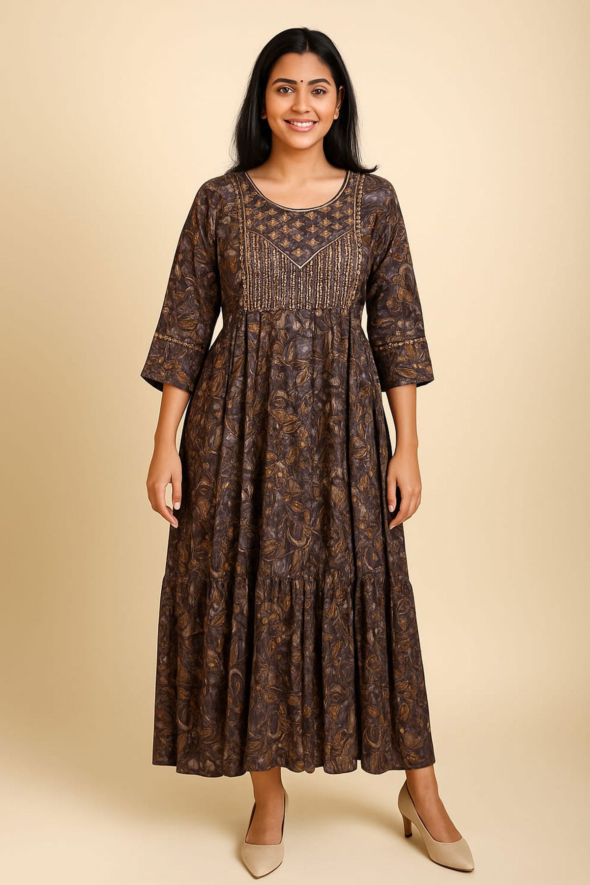 Silakaari Aziza Grey Premium Gota Sequin Frock Style Kurti