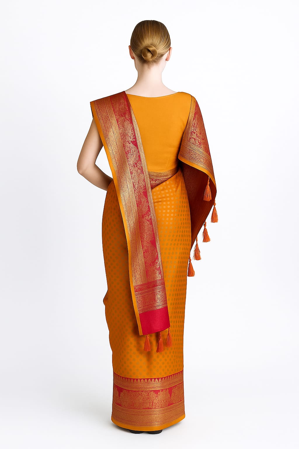Silakaari Nazakat Sun Yellow Zardosi Hand Work Pure Silk Bridal Saree
