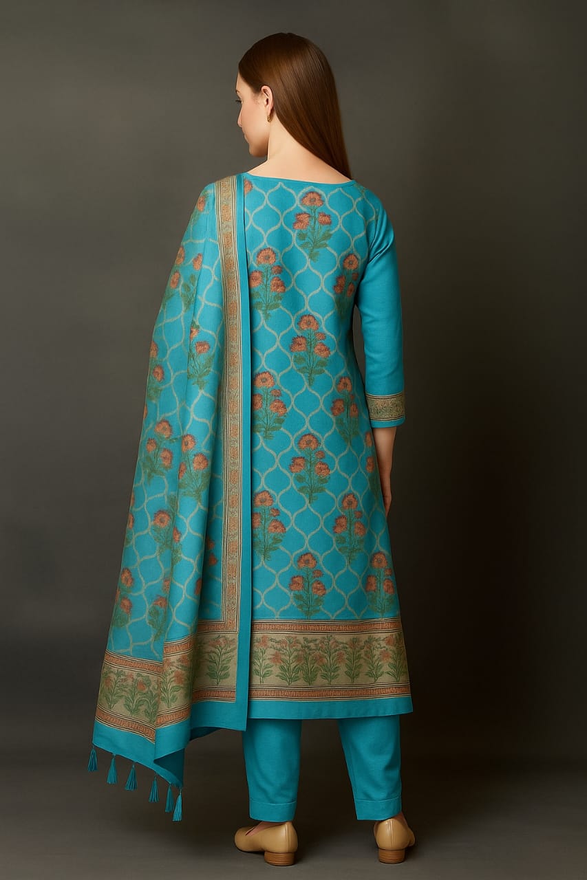 Silakaari Women's Blue Zari Work Designer Banarasi Unstitched Dress Material