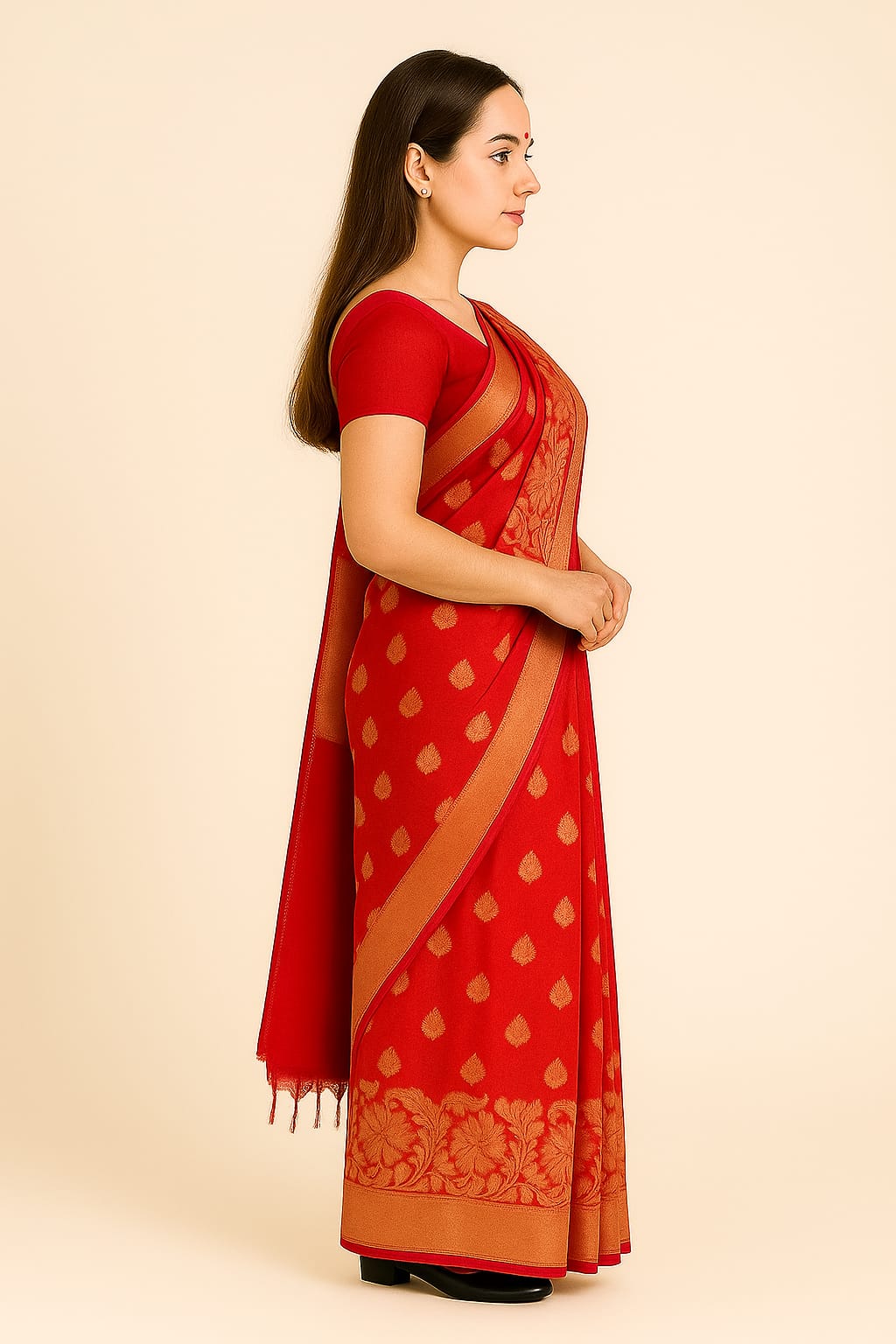 Silakaari Women's Red Golden Heavy Border Banarasi Silk Saree