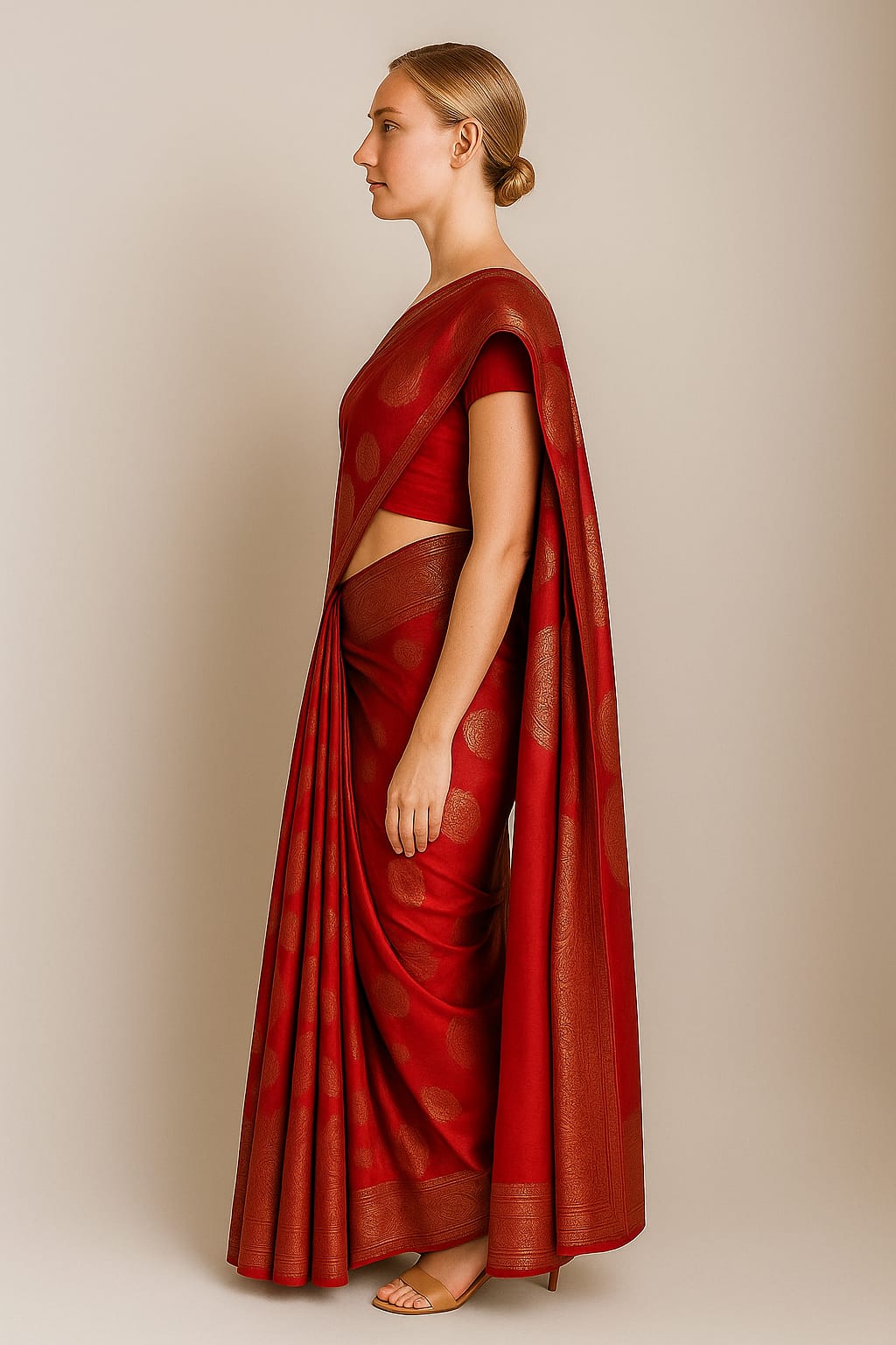 Silakaari Zari Banarasi Tango Gold-Red Woven Brocade Festive Saree