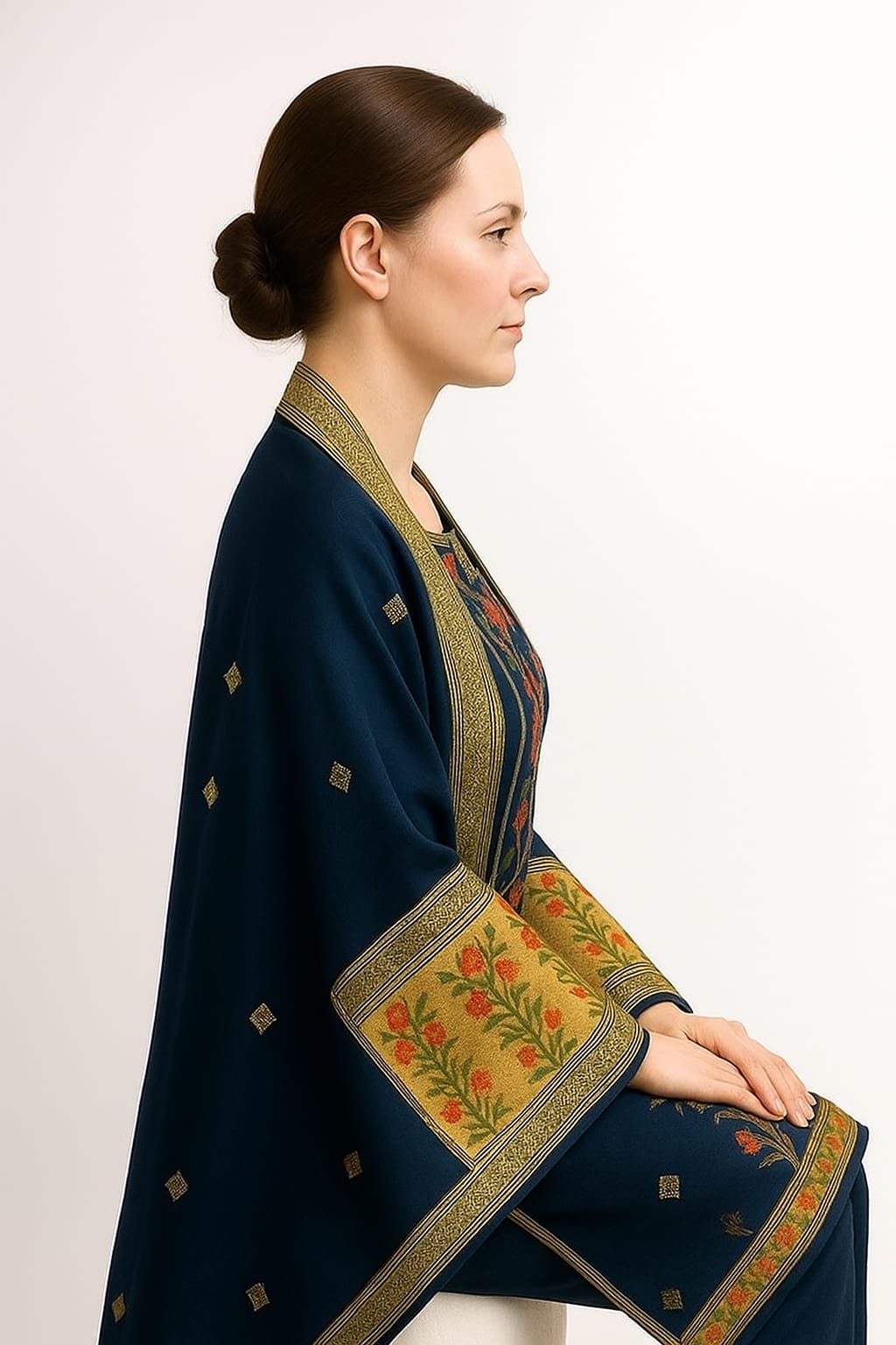 Silakaari Women's Navy Blue Zari Work Designer Banarasi Unstitched Dress Material