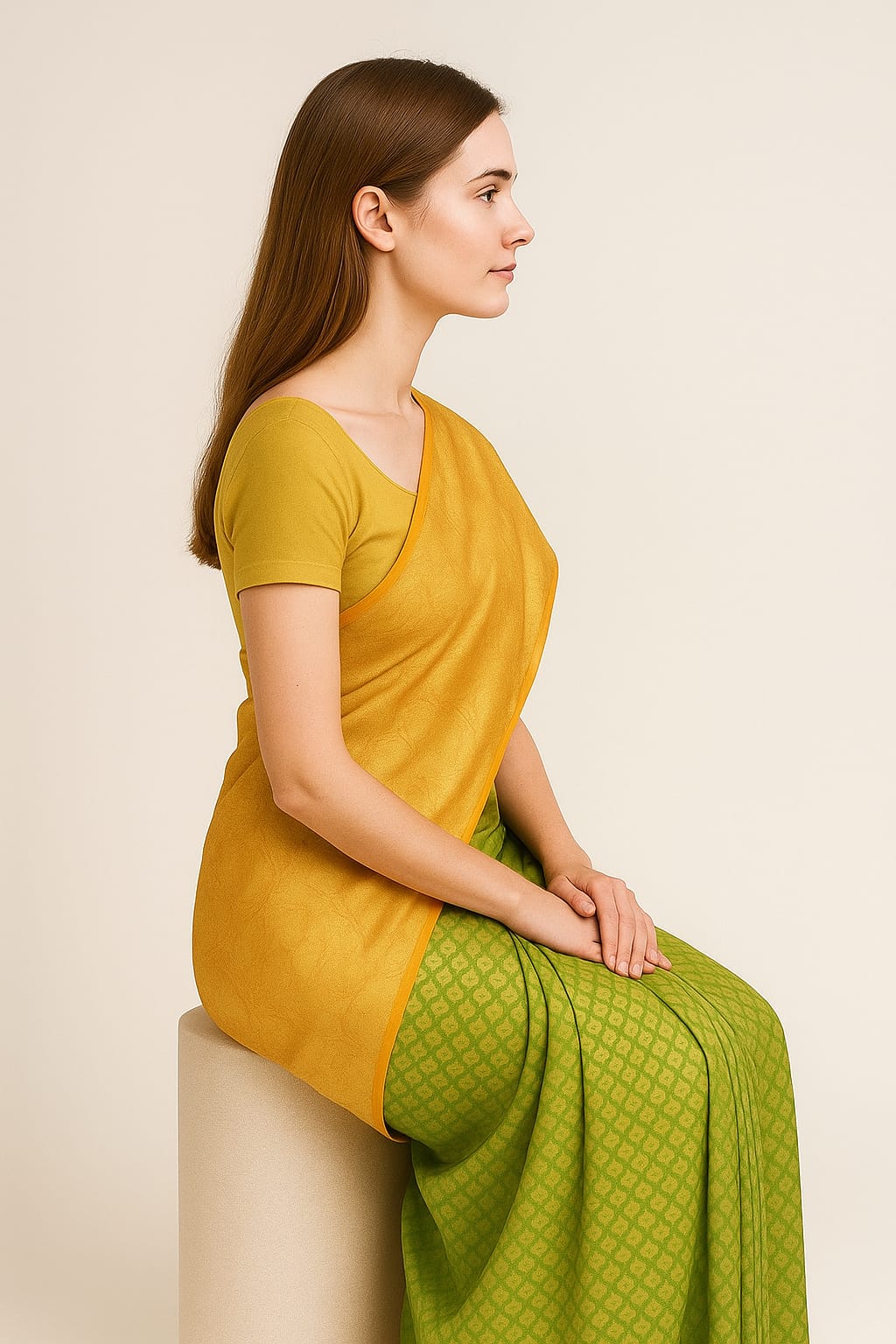 Silakaari Women's Green-Yellow Zari Banarasi saree