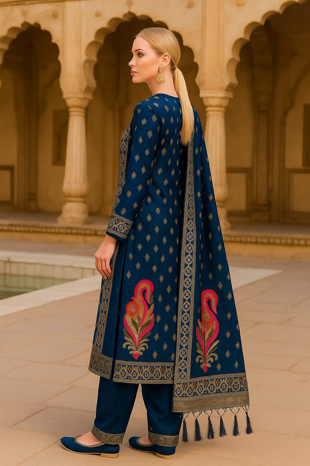 Silakaari Women's Heavy Zari Work Unstitched Dress Material