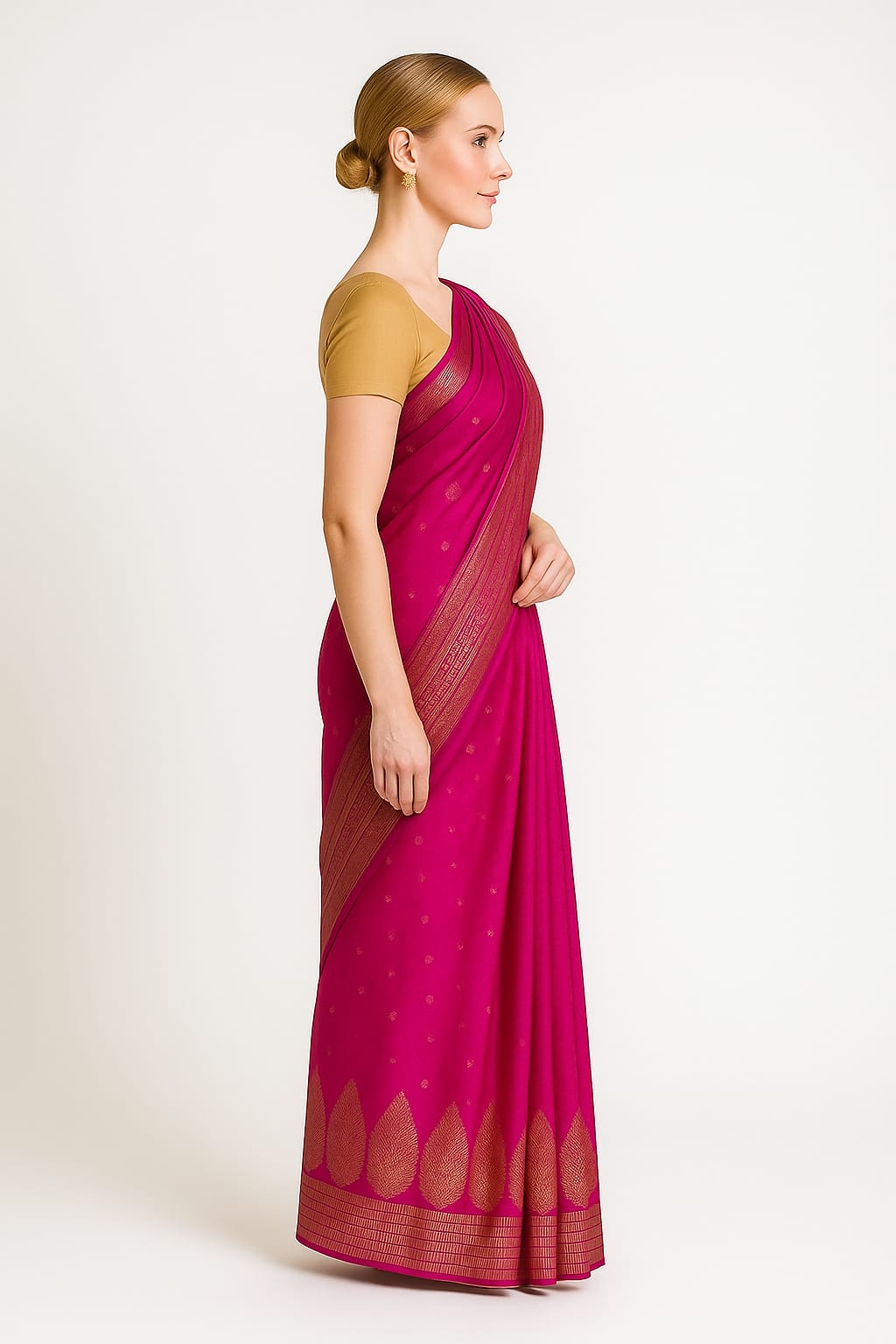 Silakaari Azmaish Hot Pink-Gold Tone Woven Silk Banarasi Saree