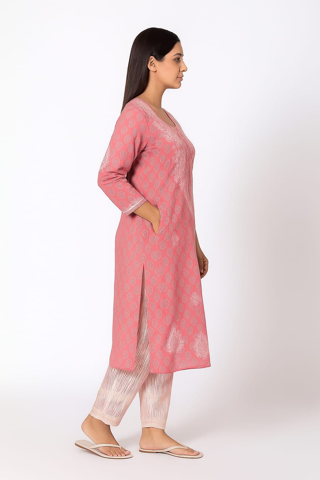 Silakaari Women's Pure Cotton Printed Lucknowi Kurti Pant Premium Set