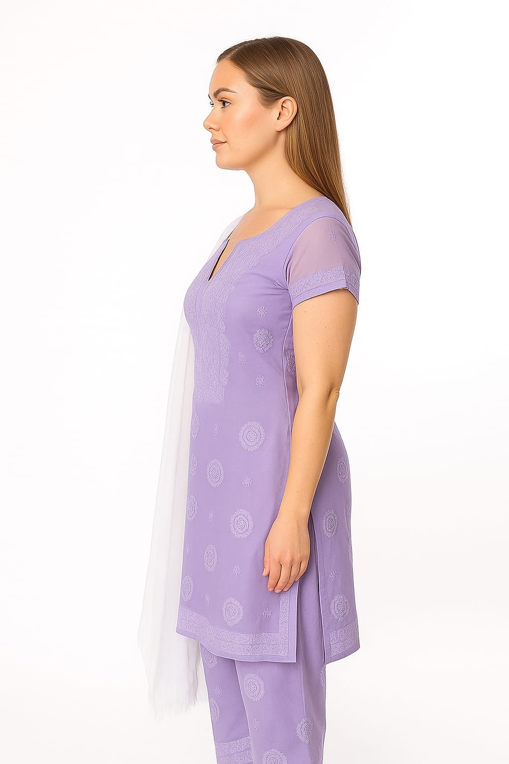 Silakaari Dharti Pure Organza Premium Fine Hand Work Lucknowi Unstitched Dress Material
