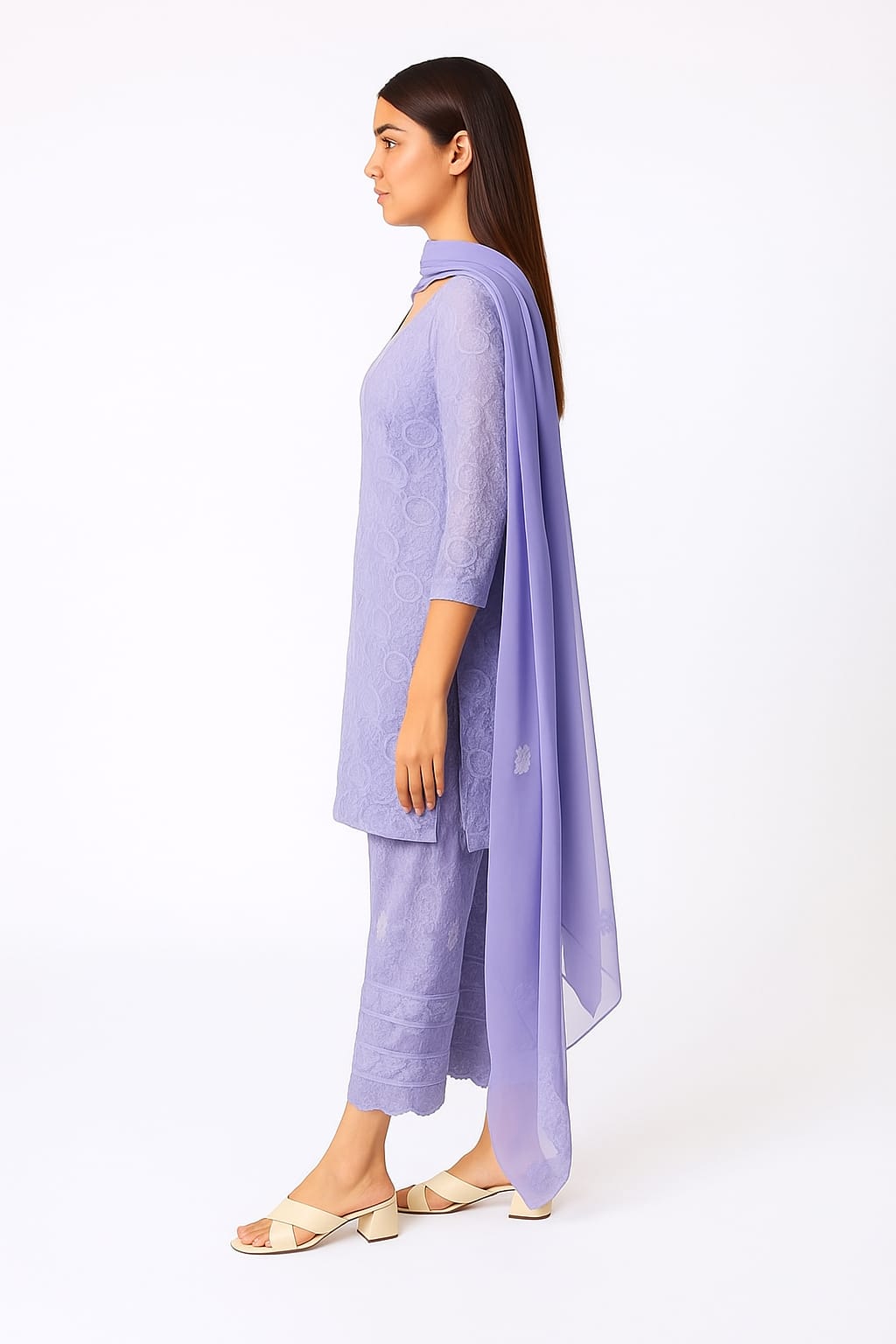 Silakaari Pashmina Parsi Work Pure Georgette Chikankari Premium Unstitched Dress Material