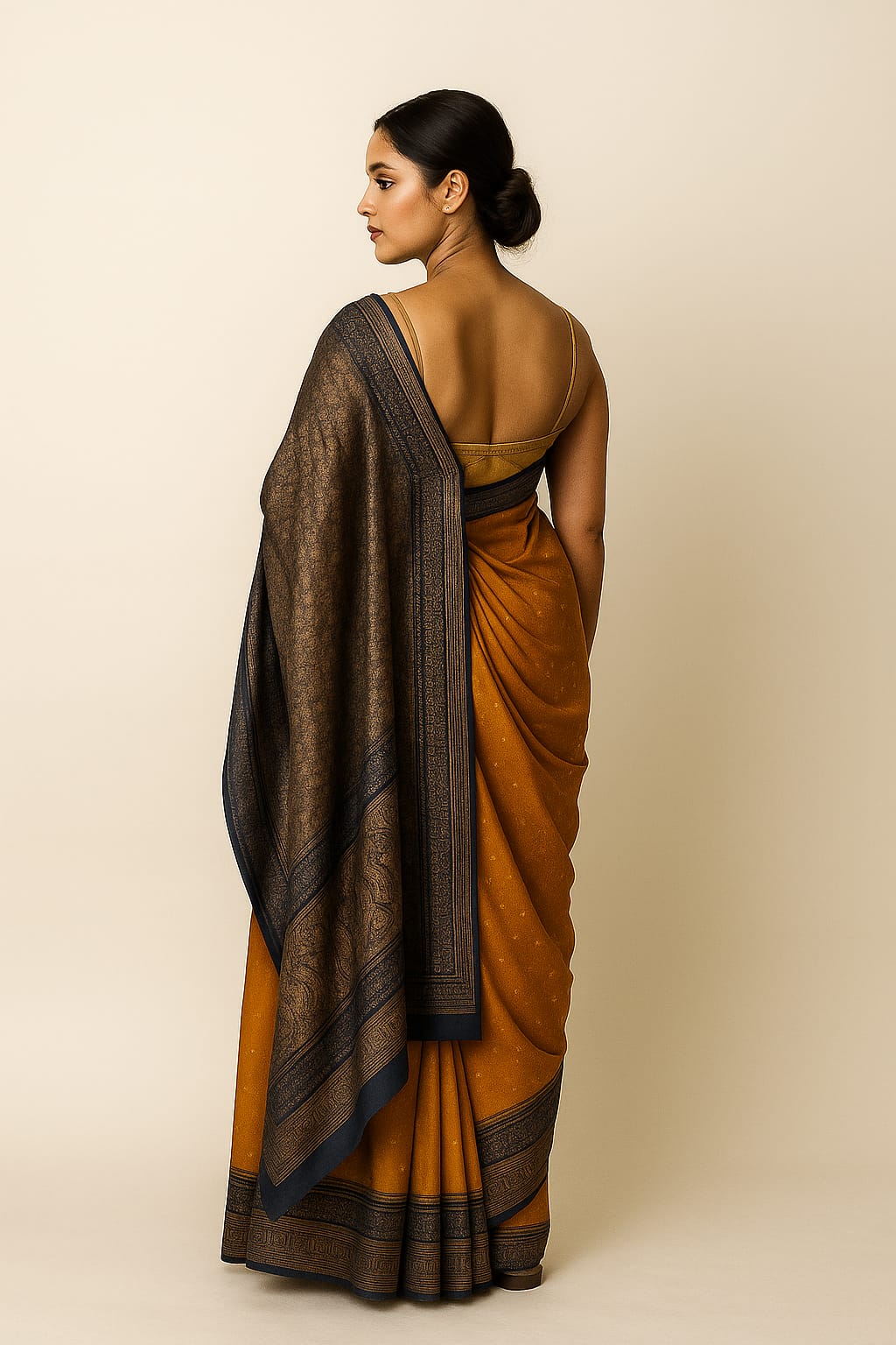 Silakaari Mustard-Blue Zari Banarasi Tilfi Handloom Saree