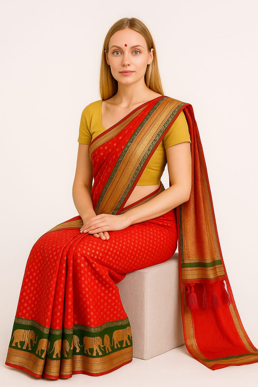 Silakaari Shaan Pink-Green Elephantt Zardosi Heavy Bridal Silk Saree