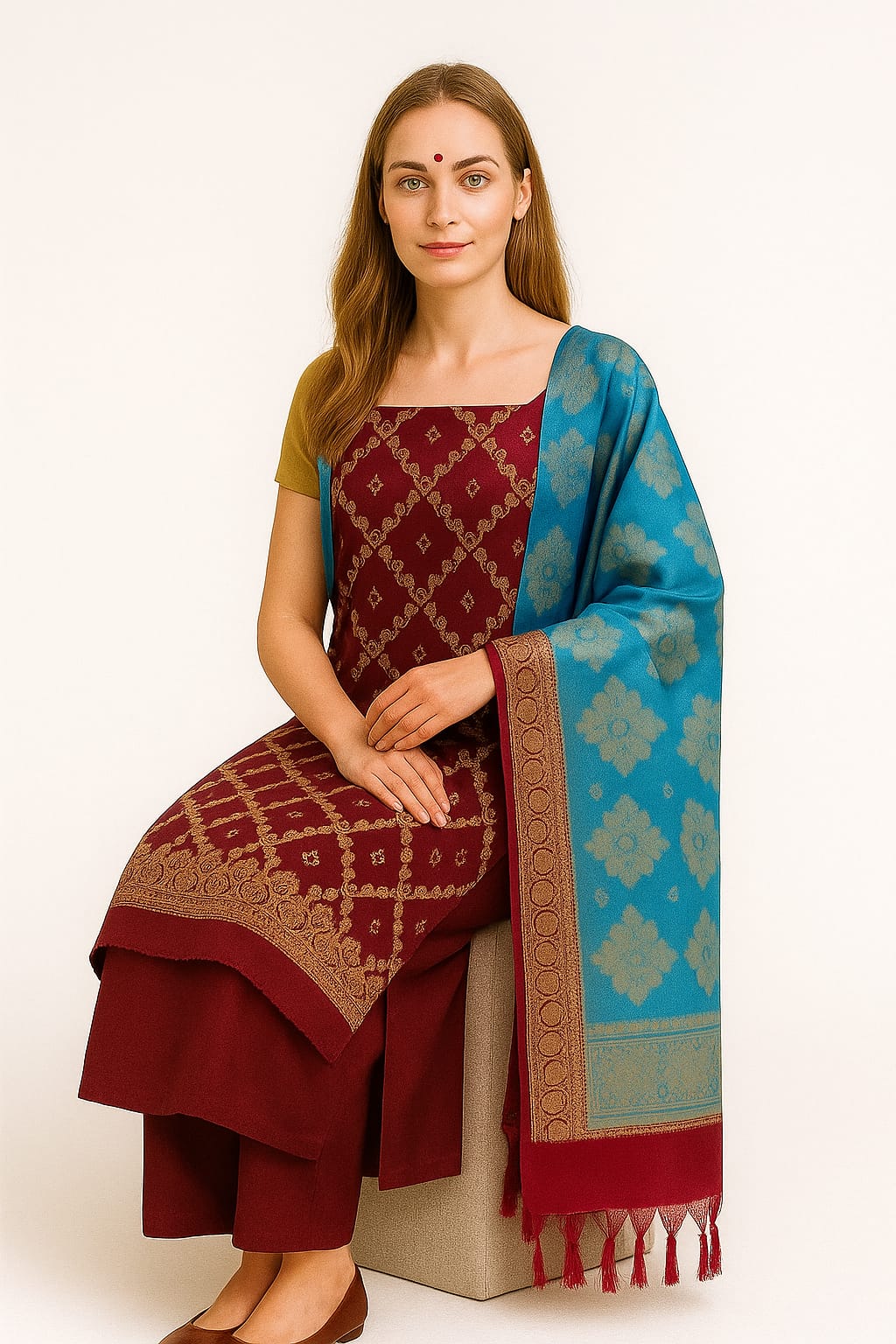 Silakaari Women's Plus Size Zari Banarasi Silk Unstitched Dress Material