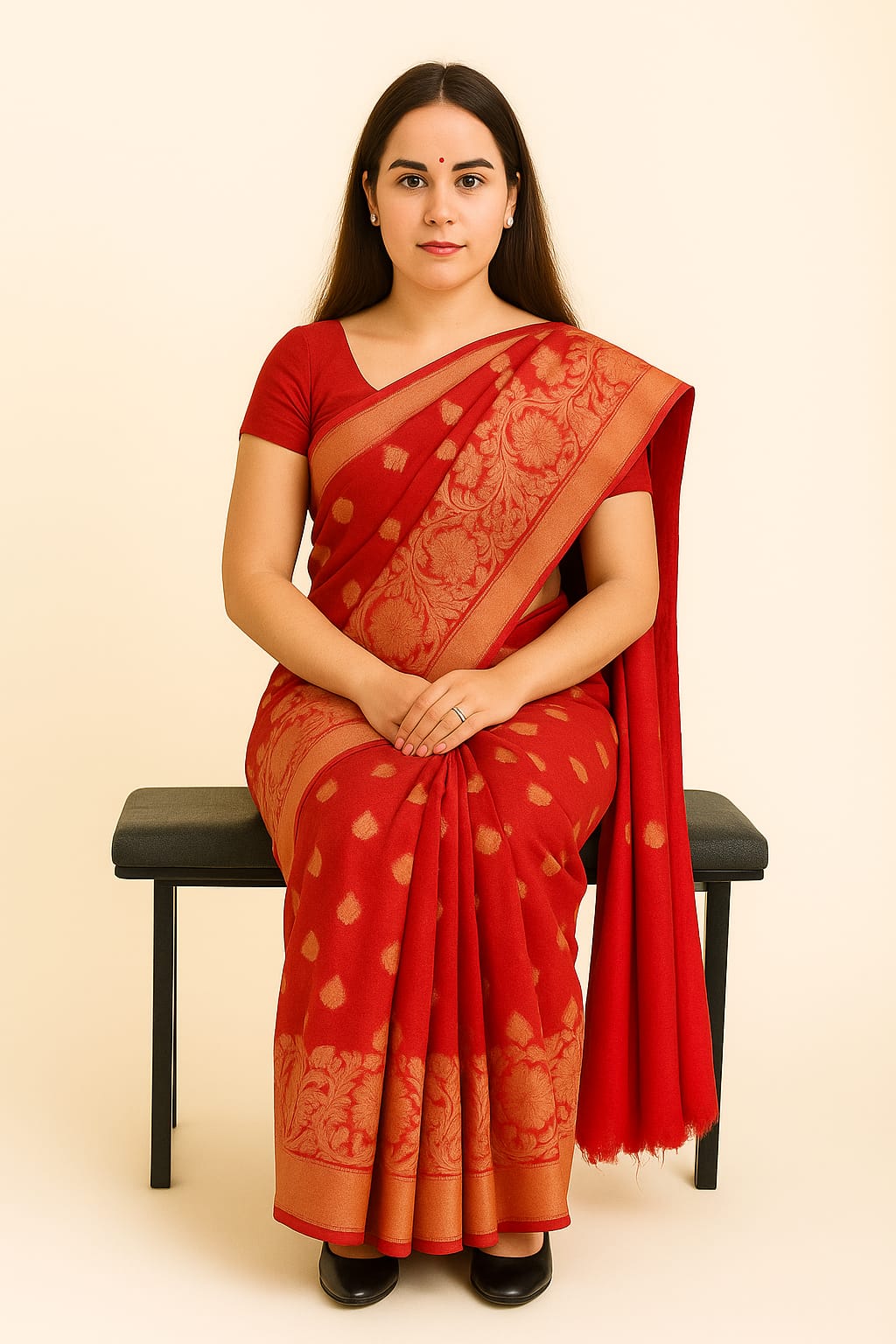 Silakaari Women's Red Golden Heavy Border Banarasi Silk Saree