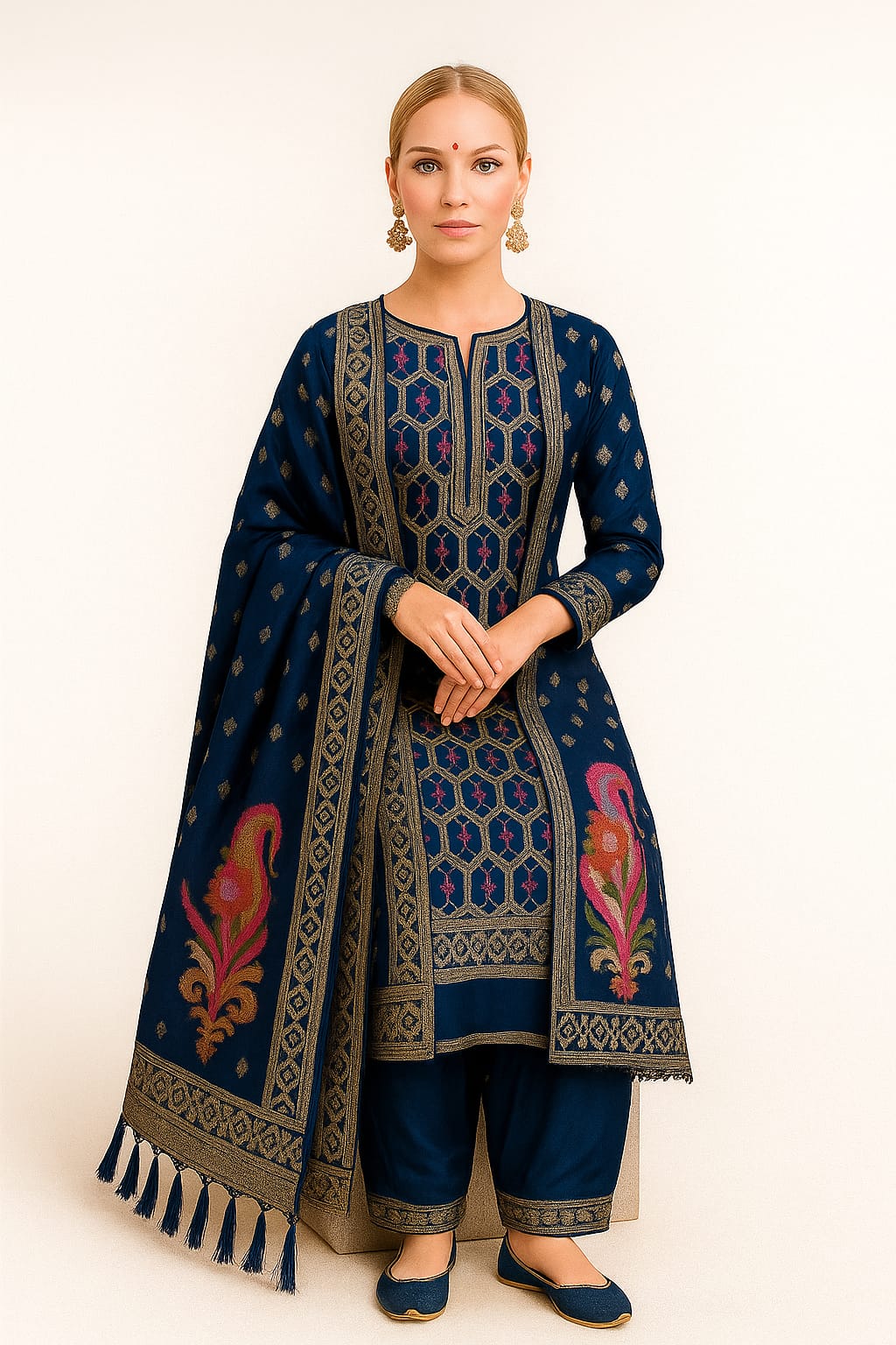 Silakaari Women's Heavy Zari Work Unstitched Dress Material