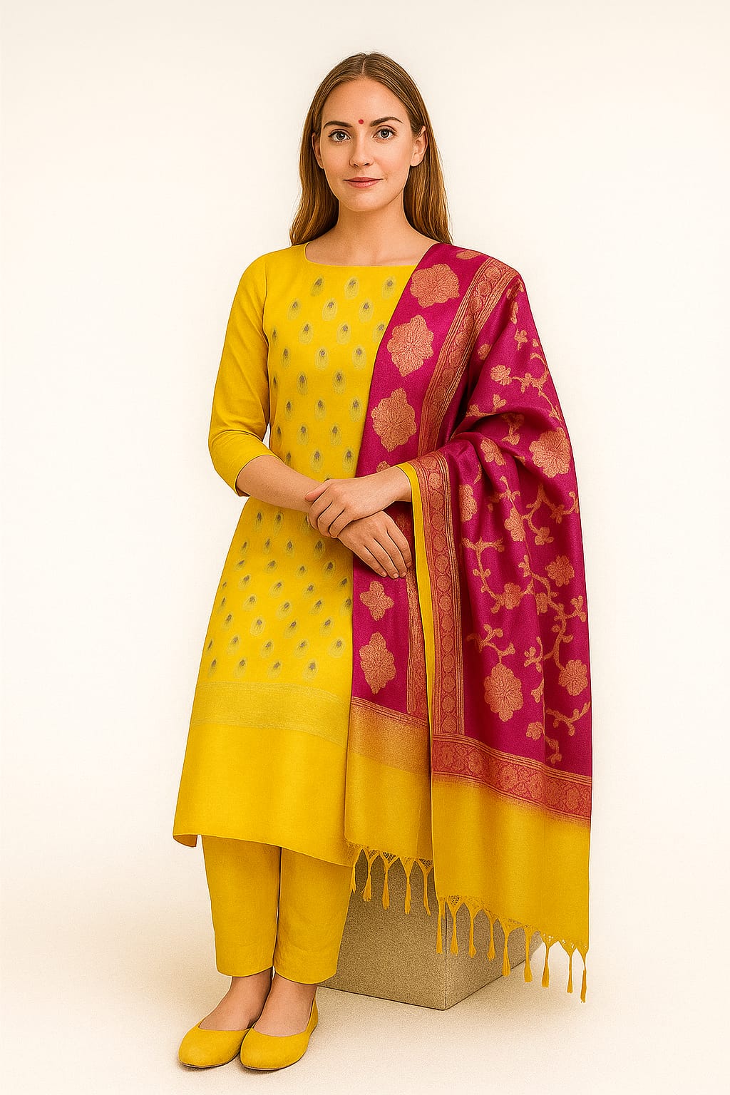 Silakaari Women's Plus Size Zari Banarasi Silk Unstitched Dress Material