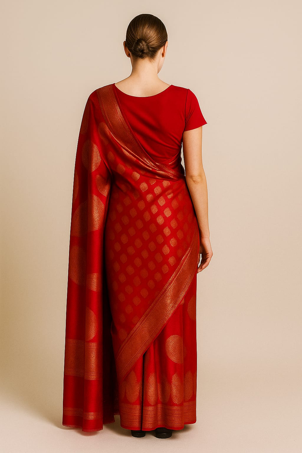 Silakaari Zari Banarasi Tango Gold-Red Woven Brocade Festive Saree