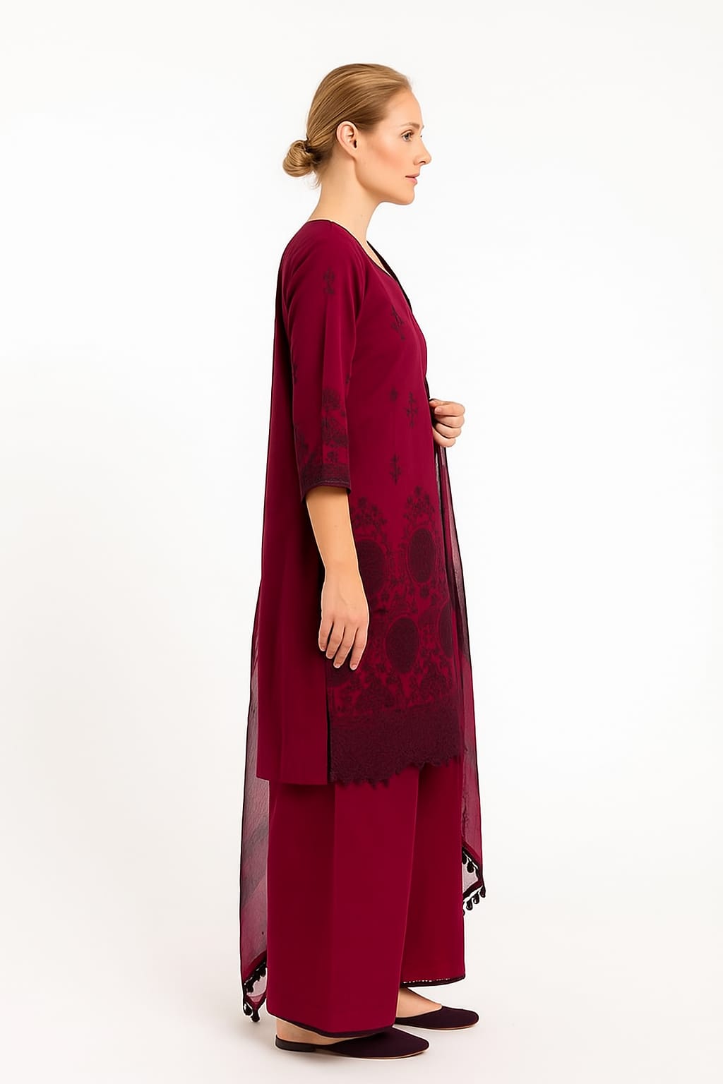 Silakaari Ehsaas Magenta Heavy Lacy Pure Lawn Sequin Embroidery Ready-Made Dress
