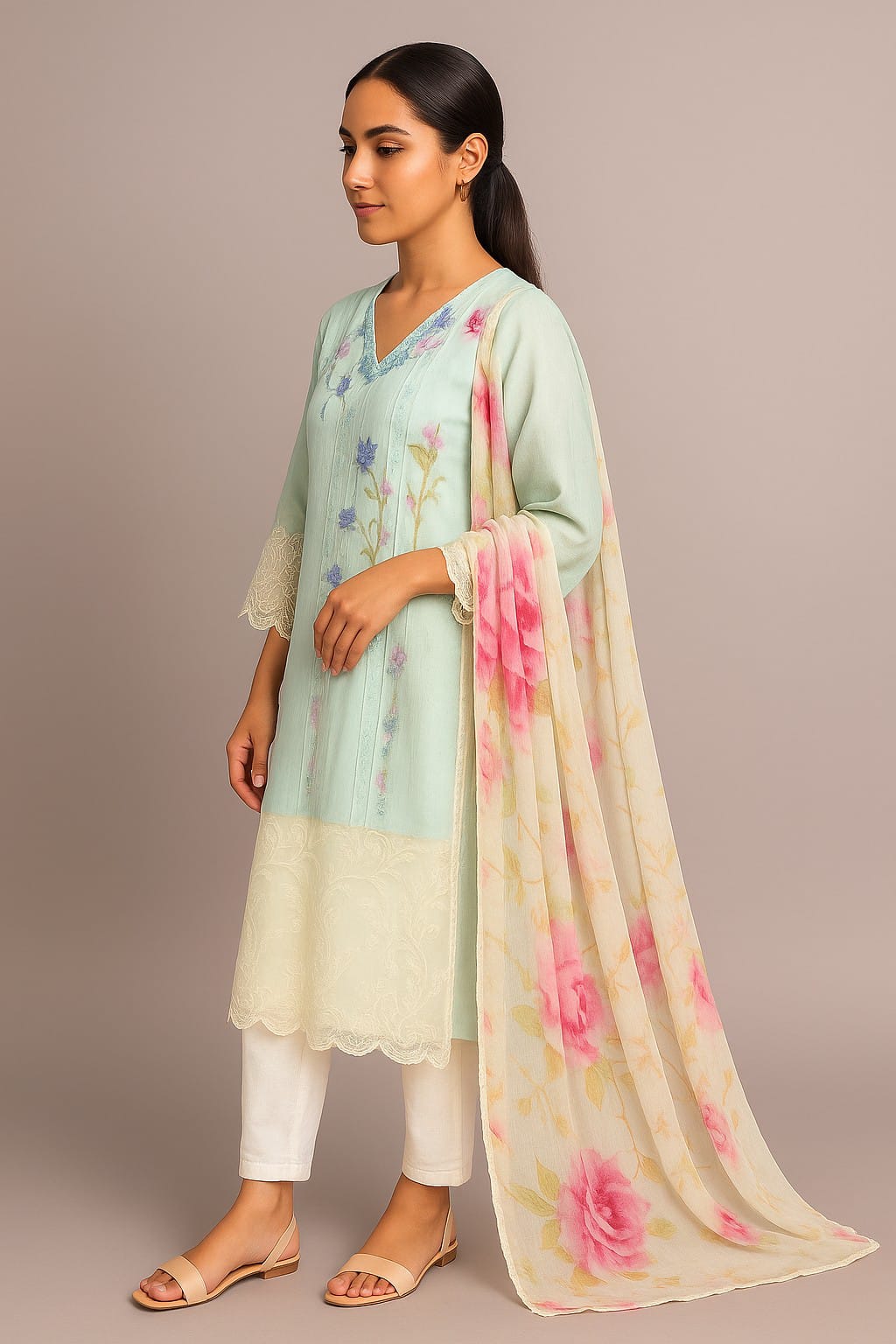 Silakaari Nazakat Pure Lawn Teal Blue Embroidery Pakistani Ready-Made Dress