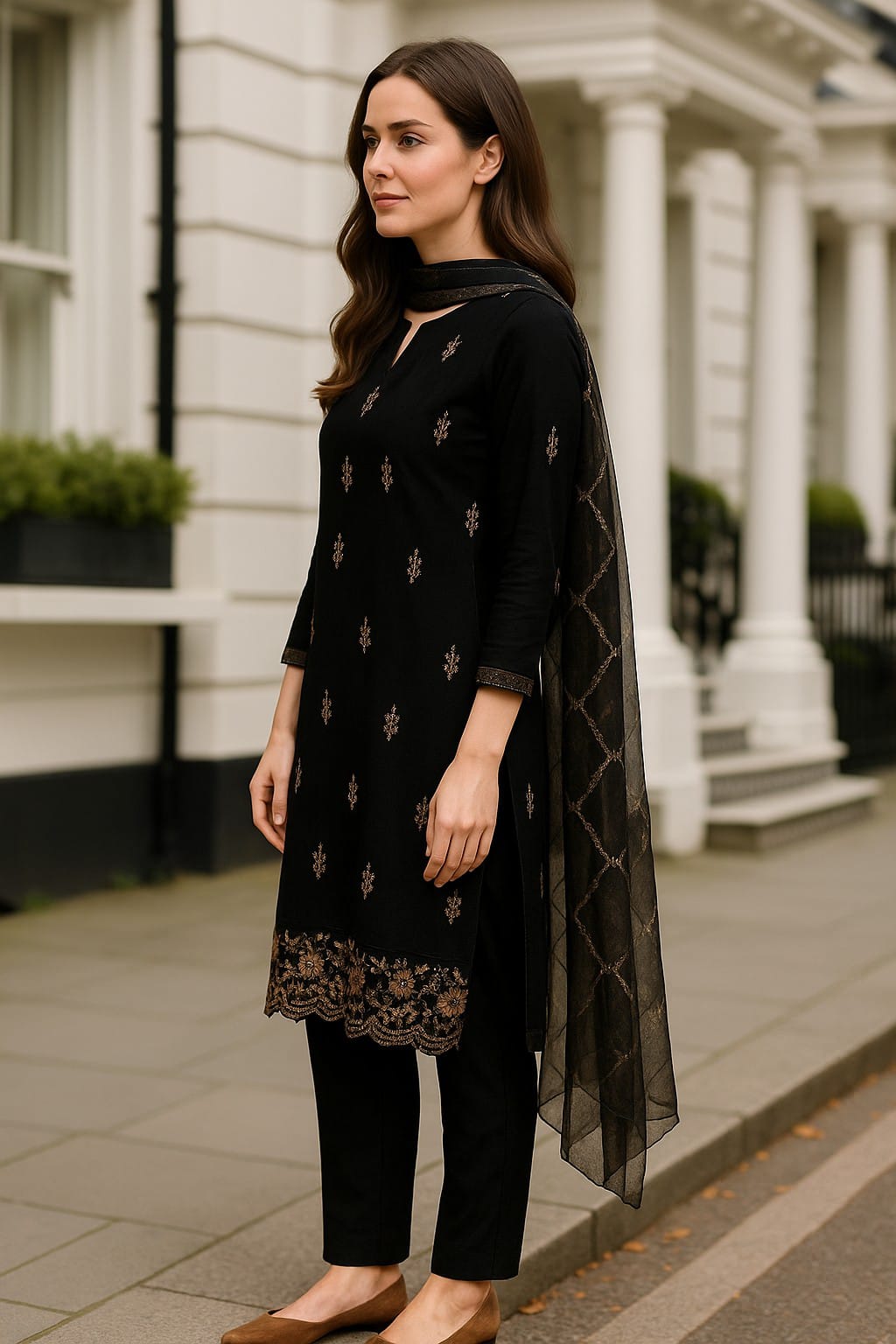 Silakaari Zubaan Pure Velvet Black Sequin Heavy Unstitched Suits