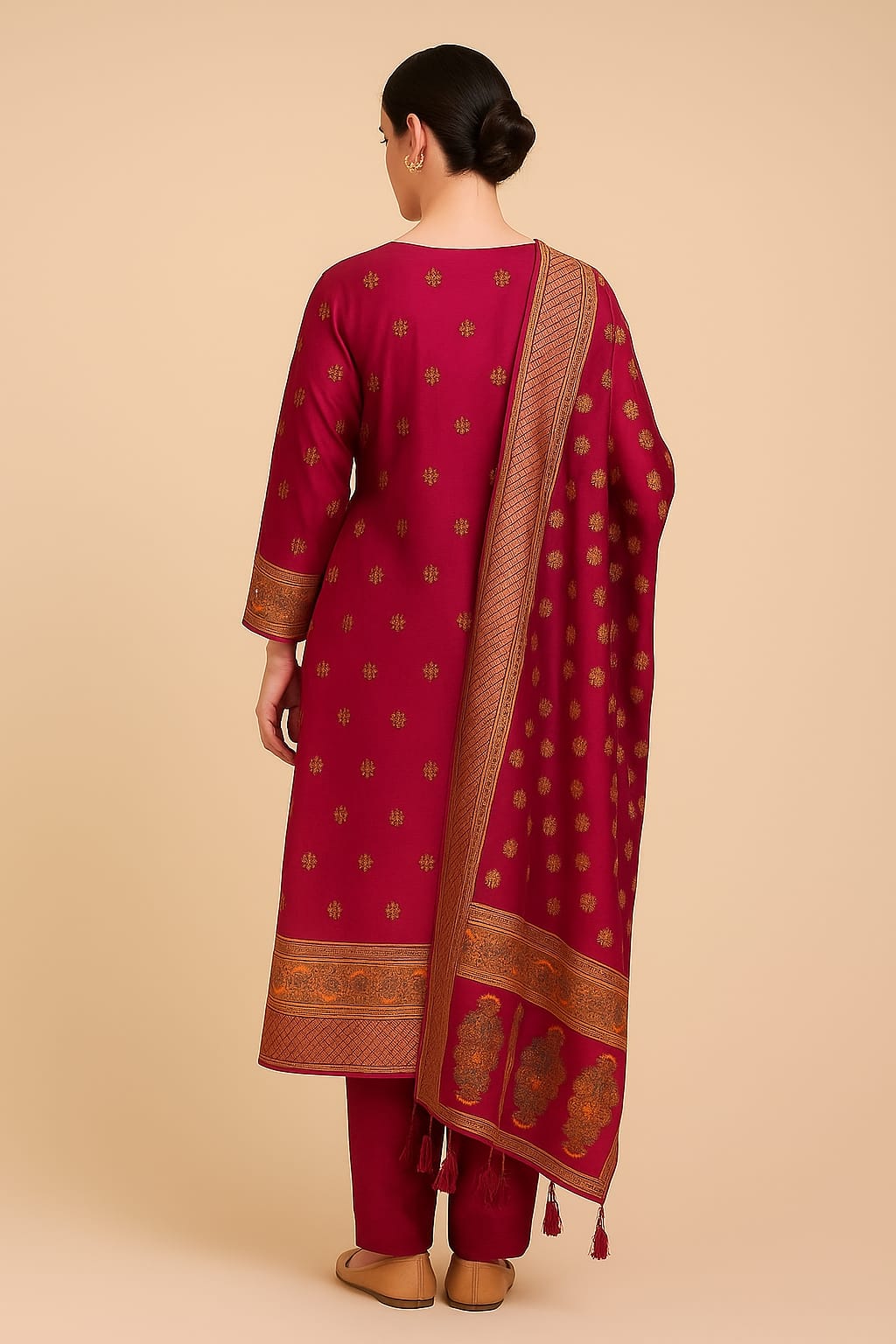 Silakaari Women's Maroon Zari Work Designer Banarasi Unstitched Dress Material