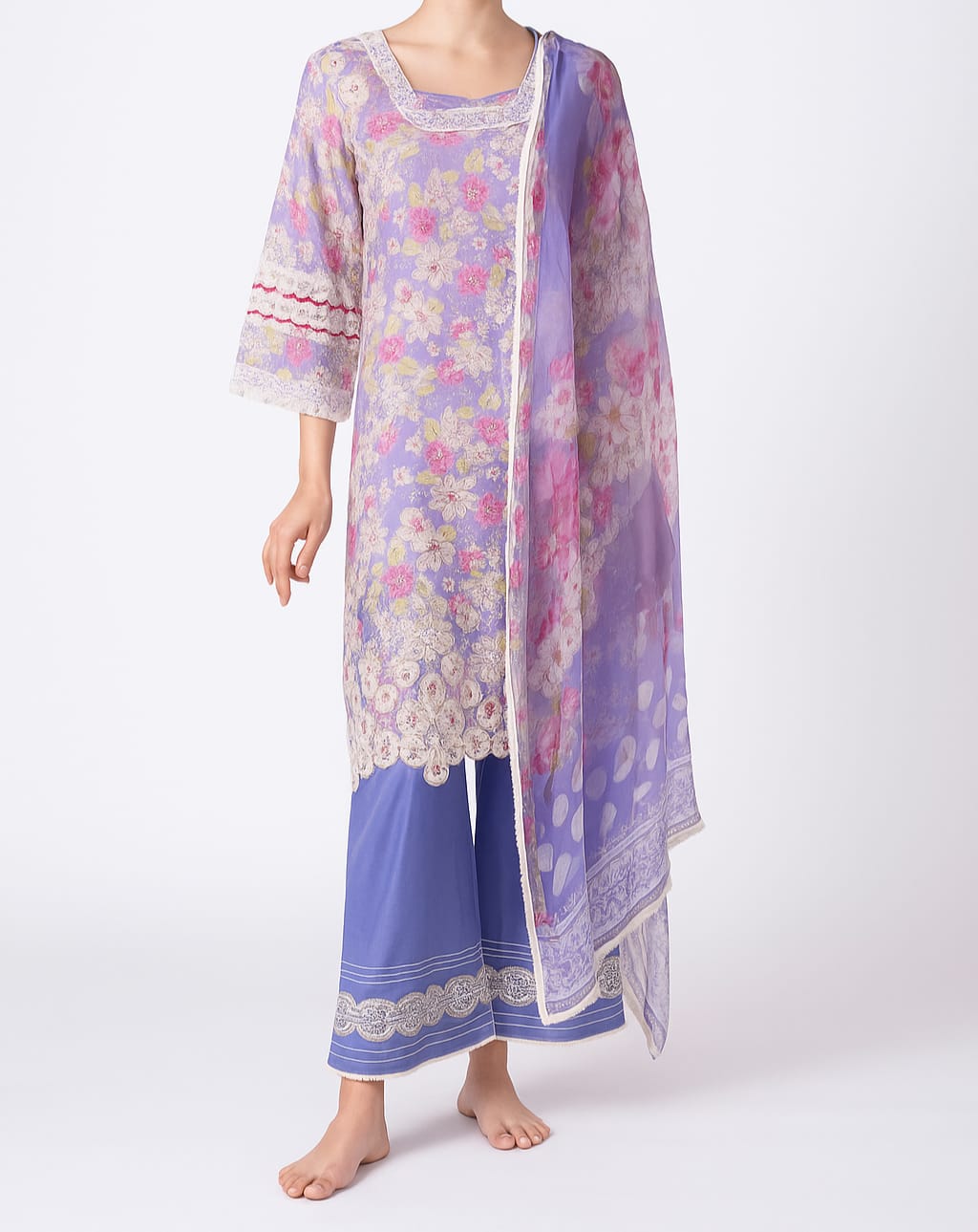 Silakaari Gumaan Pure Lawn Lalick Superior Organza Patch Work Embroidery Pakistani Ready-Made Dress
