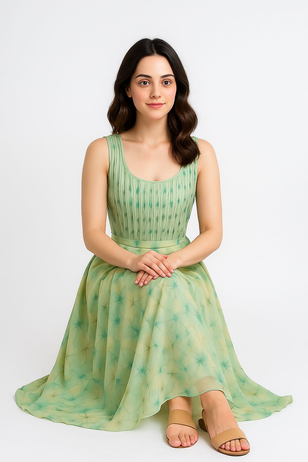 Silakaari Light Green Lime Pearl finish Organza Party Wear Lehenga Sharara set