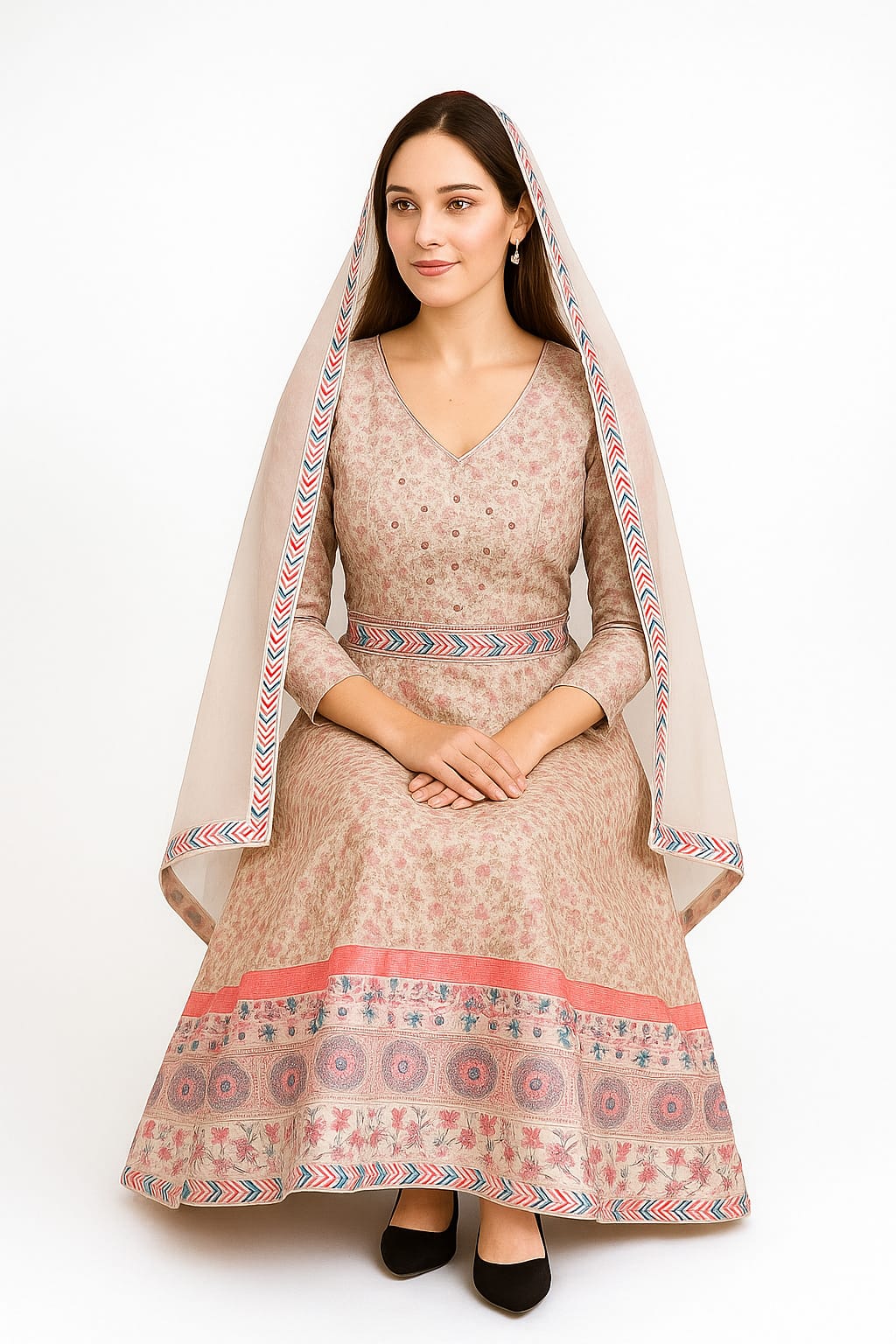 Silakaari Cream-Pink Ada Mirror Sequin Crop Top Fancy Party Wear Lehenga Sharara set