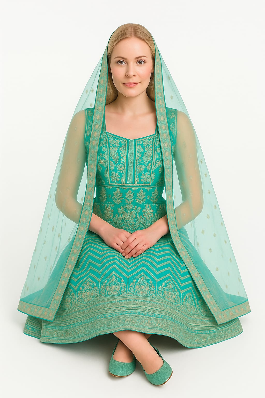 Silakaari Ferozi Zari Dimond Thread Work Net Party Wear Unstitched Lehenga Set