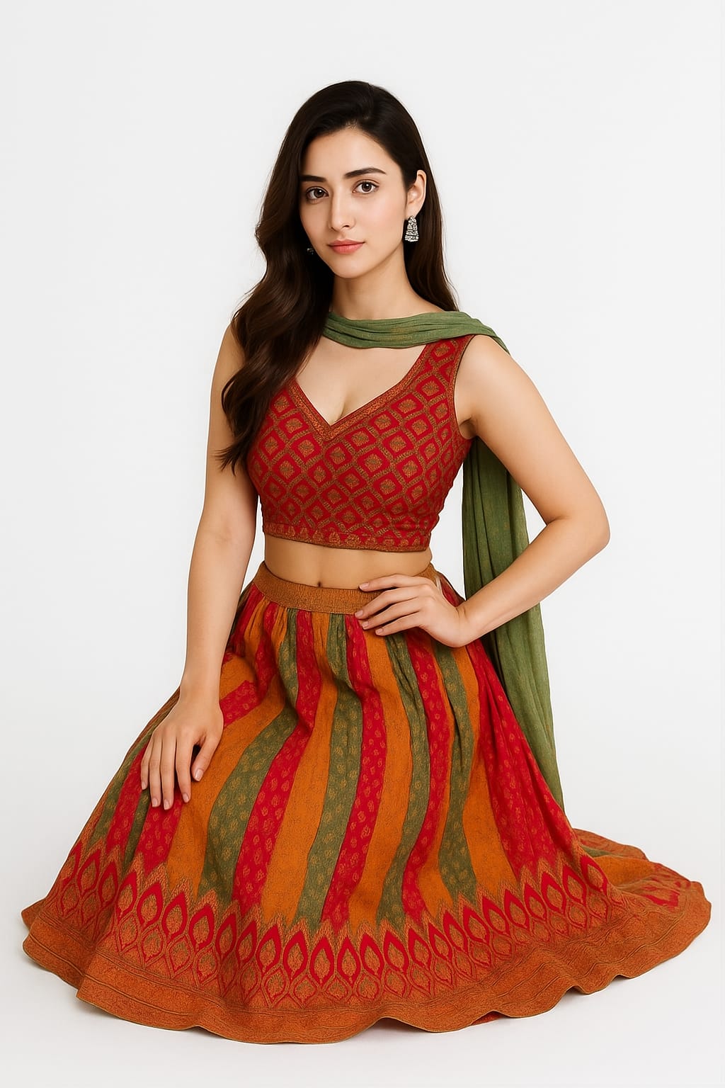 Silakaari Fancy Jaipuri Bandhani Silk Party Wear Lehenga Sharara set