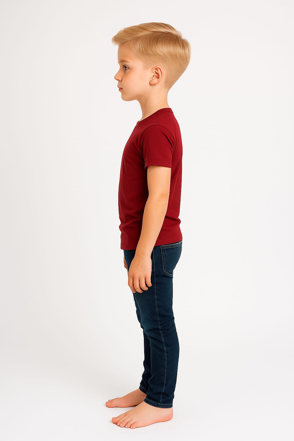 Silakaari Harden Maroon T-Shirt With Black Cargo Denim Jeans Set For Boys