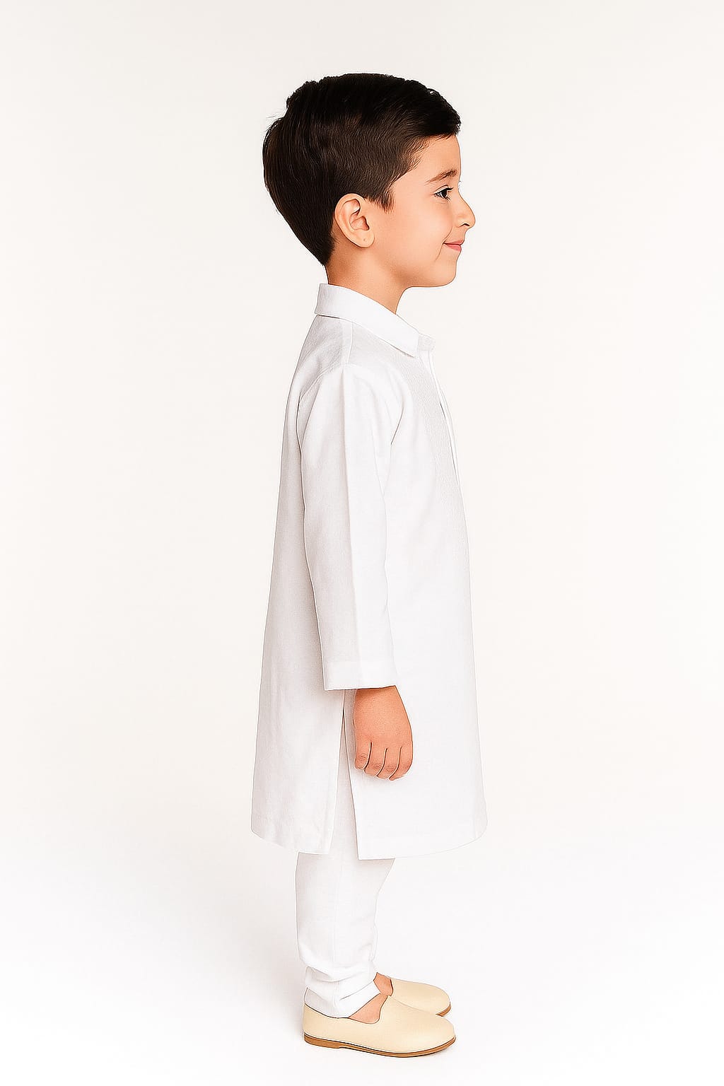Silakaari Kids White Lucknowi Pure Cotton Kurta Pajama Set For Boys