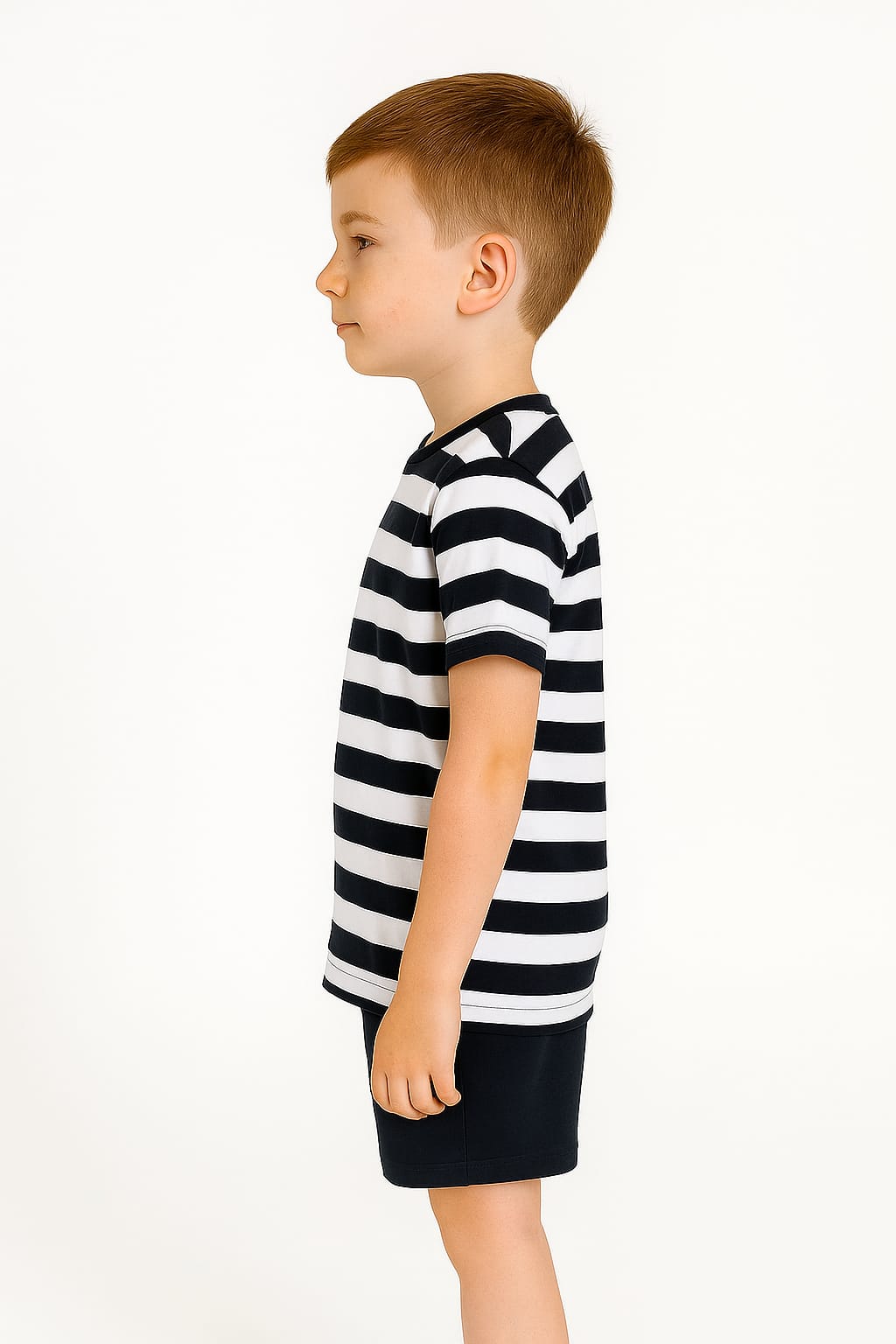 Silakaari Kids Black & White Striped Puppy Print Casual T-Shirt For Boys